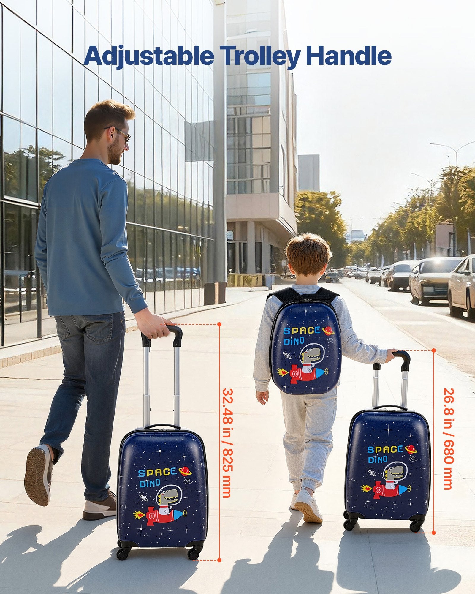 Mouse & Accessories: VEVOR Kids Luggage Set, 2 Piece, 45.7 cm Hardside Rolling Wheels Suitcase with Hard-Shell Backpack, Dinosaur Kids Carry on Luggage Set, Holiday Birthday Present for Girls & Boys, Airline Approved