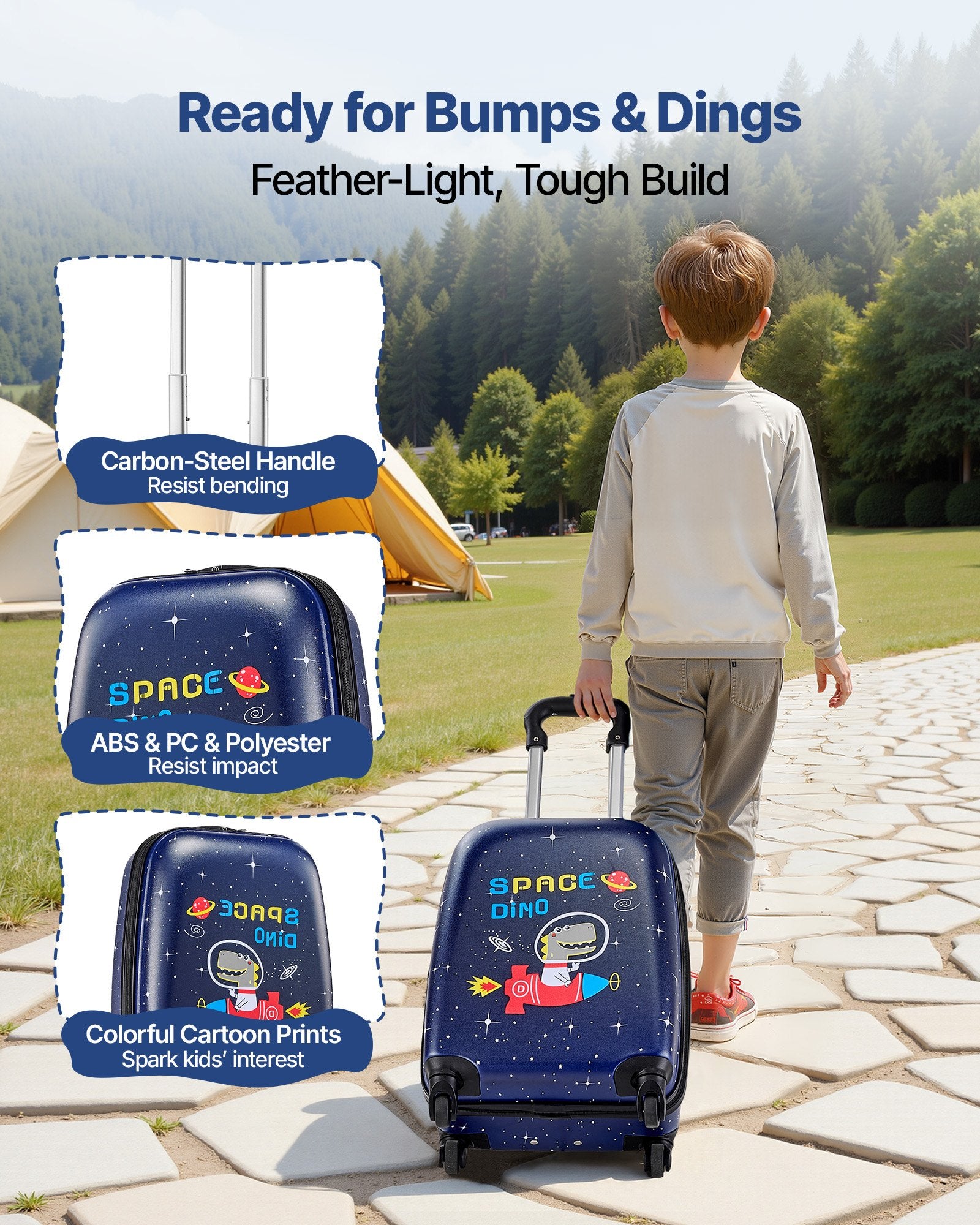 Mouse & Accessories: VEVOR Kids Luggage Set, 2 Piece, 45.7 cm Hardside Rolling Wheels Suitcase with Hard-Shell Backpack, Dinosaur Kids Carry on Luggage Set, Holiday Birthday Present for Girls & Boys, Airline Approved