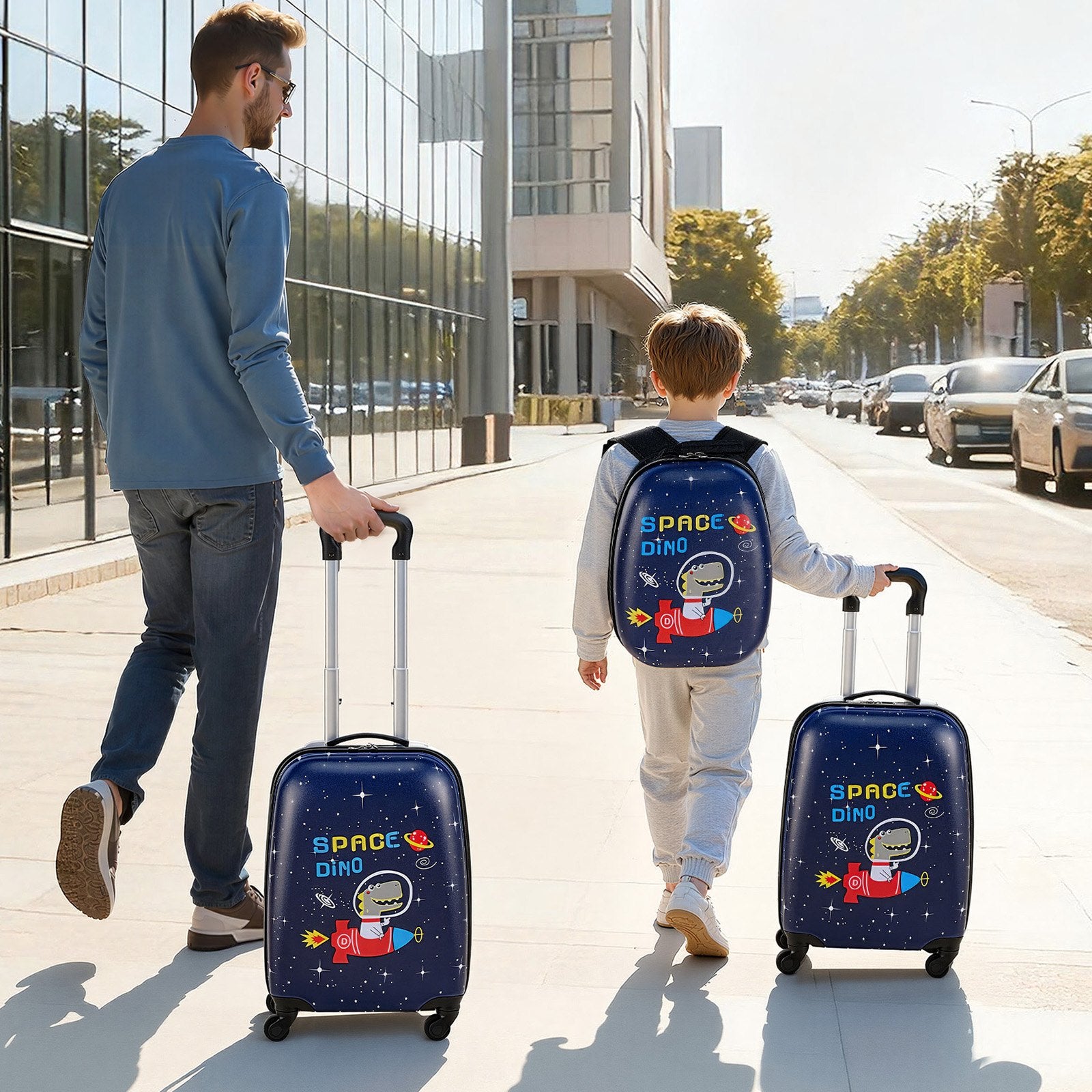 Mouse & Accessories: VEVOR Kids Luggage Set, 2 Piece, 45.7 cm Hardside Rolling Wheels Suitcase with Hard-Shell Backpack, Dinosaur Kids Carry on Luggage Set, Holiday Birthday Present for Girls & Boys, Airline Approved
