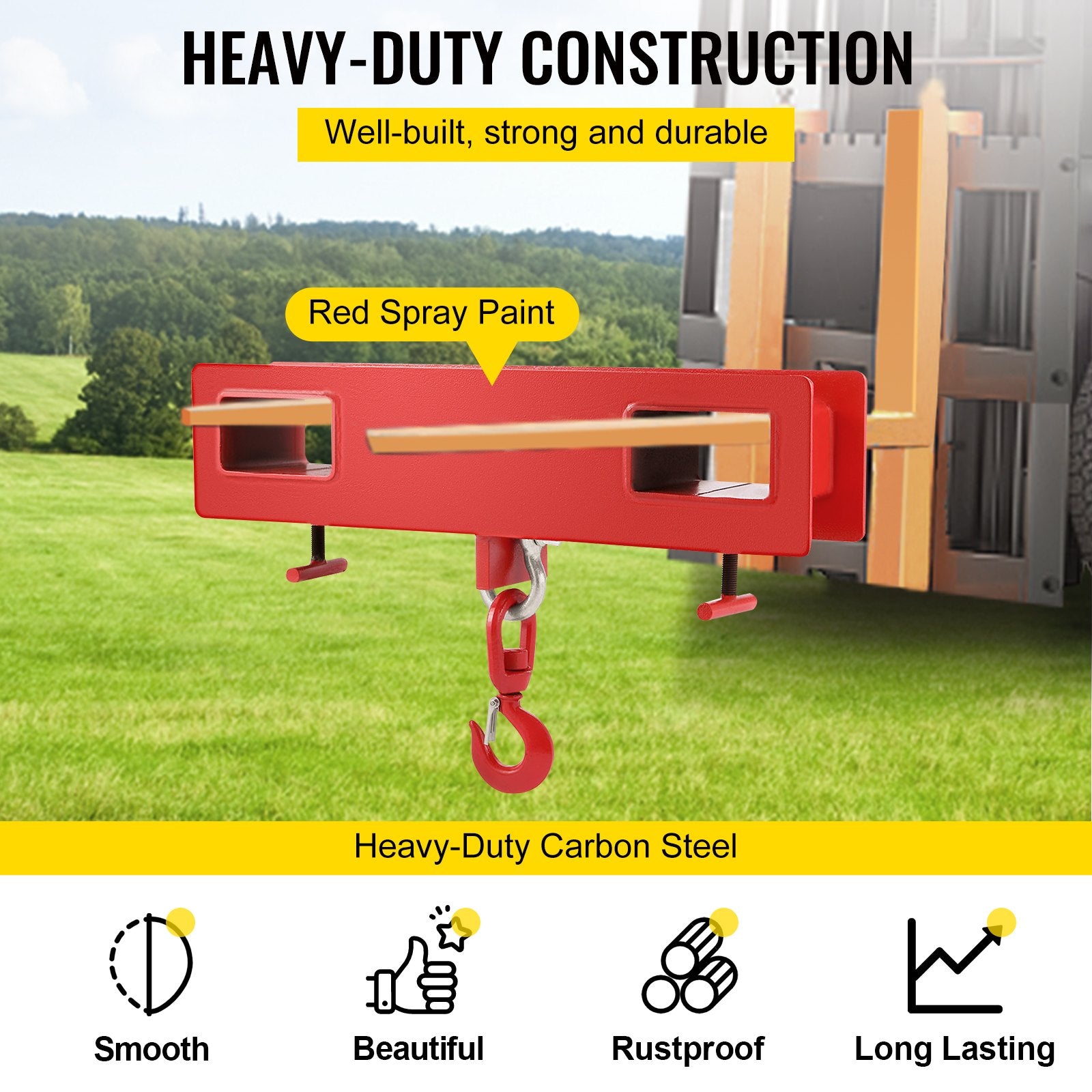 Automotive Lifts & Hoists: VEVOR Forklift Lifting Hook 6000 LBS Capacity Forklift Lifting Hoist Swivel Hook Mobile Crane Forklift Attachments