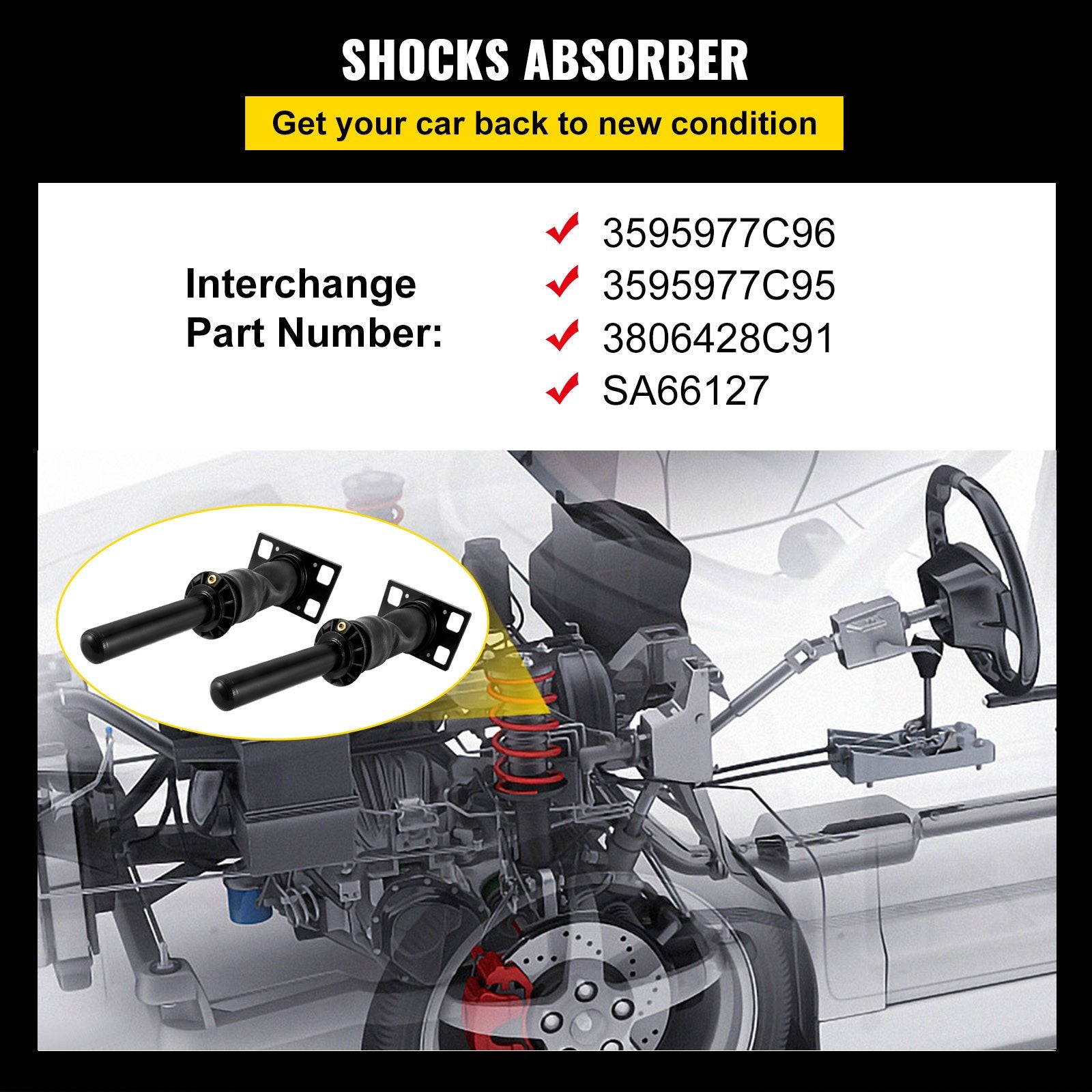 Automotive Parts: VEVOR 2PCS Cab Shock Absorber International Prostar 2008+ 3595977C95 3595977C96