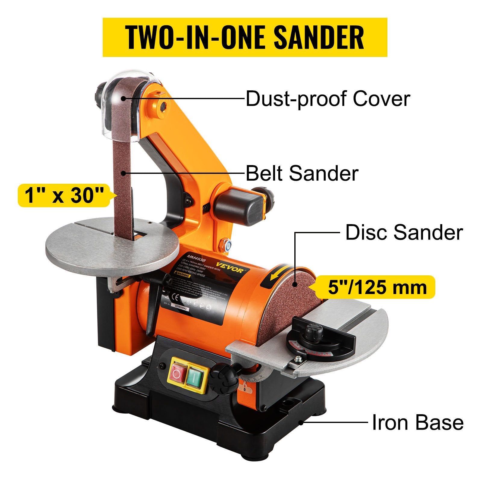 Automotive Gauges: VEVOR Belt Sander 300W Grinder Sander 1 x 30 Inch Electric Belt & Disc Sander 2950 RPM Variable Speed (300W)