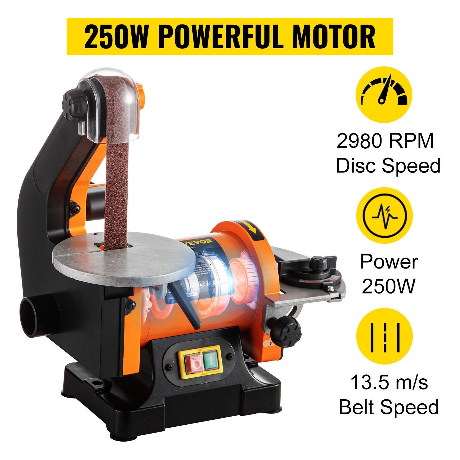 Automotive Gauges: VEVOR Belt Sander 300W Grinder Sander 1 x 30 Inch Electric Belt & Disc Sander 2950 RPM Variable Speed (300W)