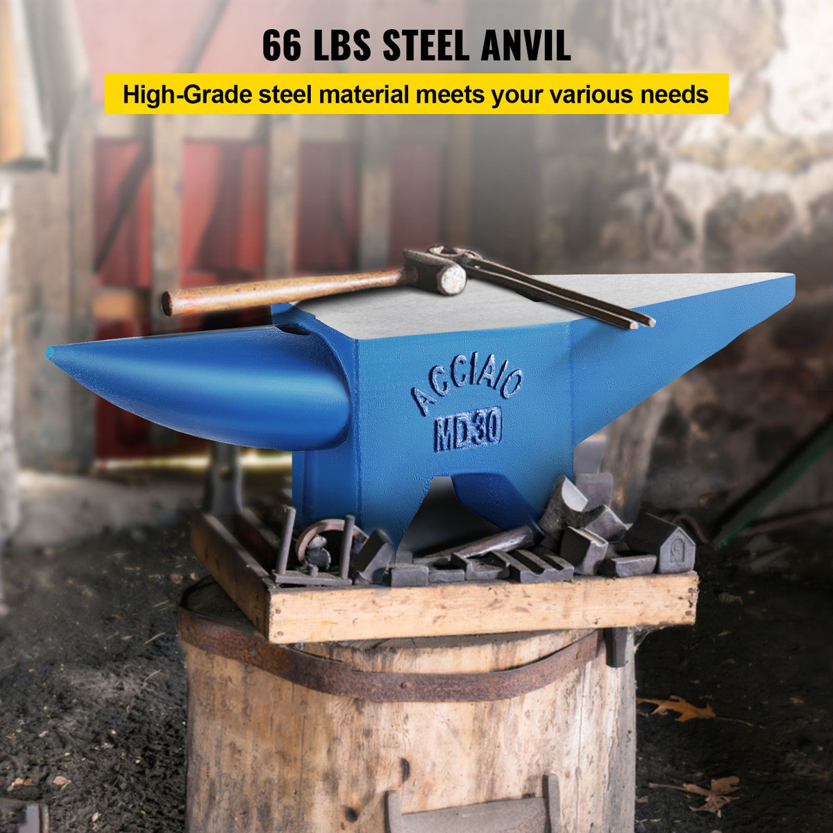 Pro Horn Anvil , 30KG/66.1LBS Weight Steel Anvil Blacksmith Blacksmith Anvil, Portable Rugged Cast Iron Anvil Blacksmith Anvil Stable Workbench Blacksmith Forge Anvil Tool