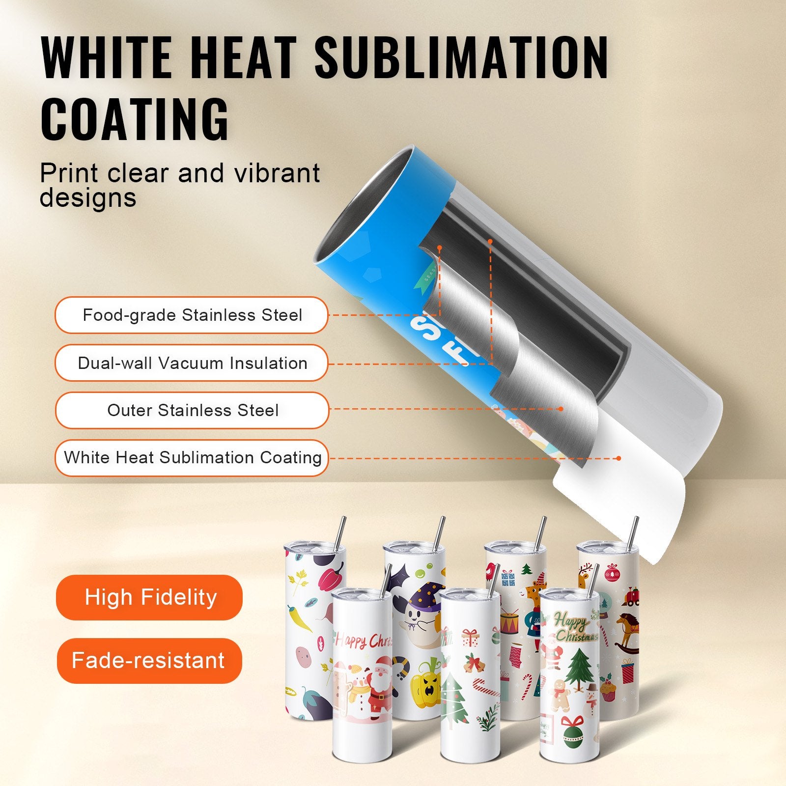 Kitchen Utensils: VEVOR Tumbler Heat Press Machine and Sublimation Tumblers, Tumbler Press Set with 8pcs 20OZ Blank Tumblers, Mug Press Cup Press for 11-30oz Tumblers Mug, with Heat Transfer Paper, Gloves, Tape