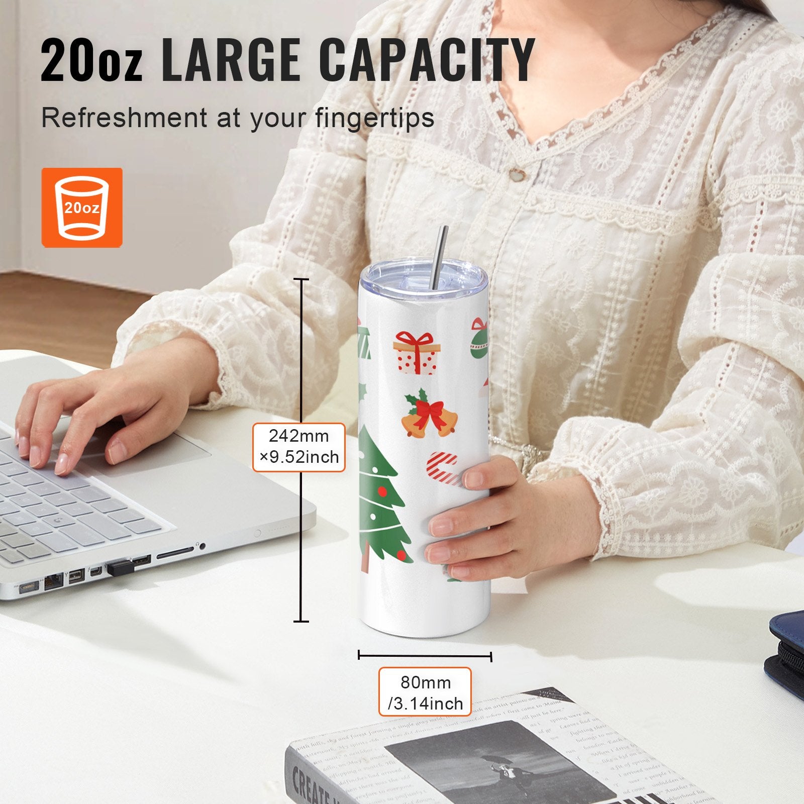 Kitchen Utensils: VEVOR Tumbler Heat Press Machine and Sublimation Tumblers, Tumbler Press Set with 8pcs 20OZ Blank Tumblers, Mug Press Cup Press for 11-30oz Tumblers Mug, with Heat Transfer Paper, Gloves, Tape