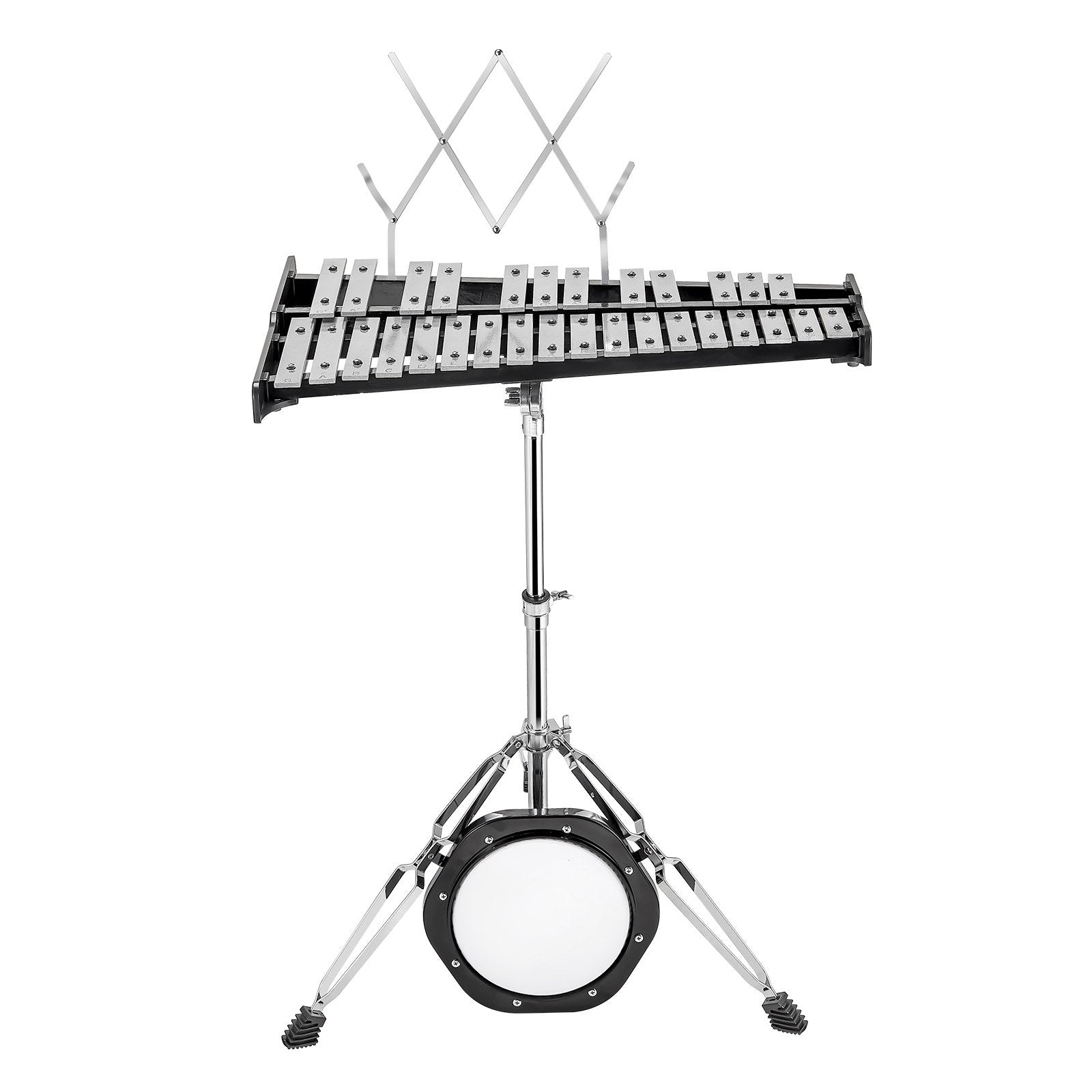 Drums: VEVOR 30 Note Glockenspiel Xylophone Bell Kit, Professional Percussion Instrument Set with Mallets, Drum Sticks, Music Stand,  8" Practice Pad, Adjustable Stand and Carrying Bag for Students & Adults