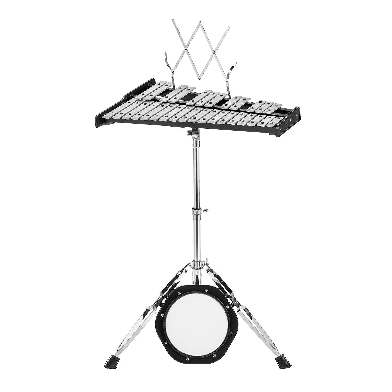 Drums: VEVOR 30 Note Glockenspiel Xylophone Bell Kit, Professional Percussion Instrument Set with Mallets, Drum Sticks, Music Stand,  8" Practice Pad, Adjustable Stand and Carrying Bag for Students & Adults