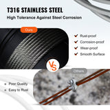 Automotive Repair & Speciality Tools: VEVOR 1/8 Stainless Steel Cable Railing 500ft, Wire Rope 316 Marine Grade, Braided Aircraft Cable 7x7 Strands Construction for Deck Rail Balusters Stair Handrail Porch Fence