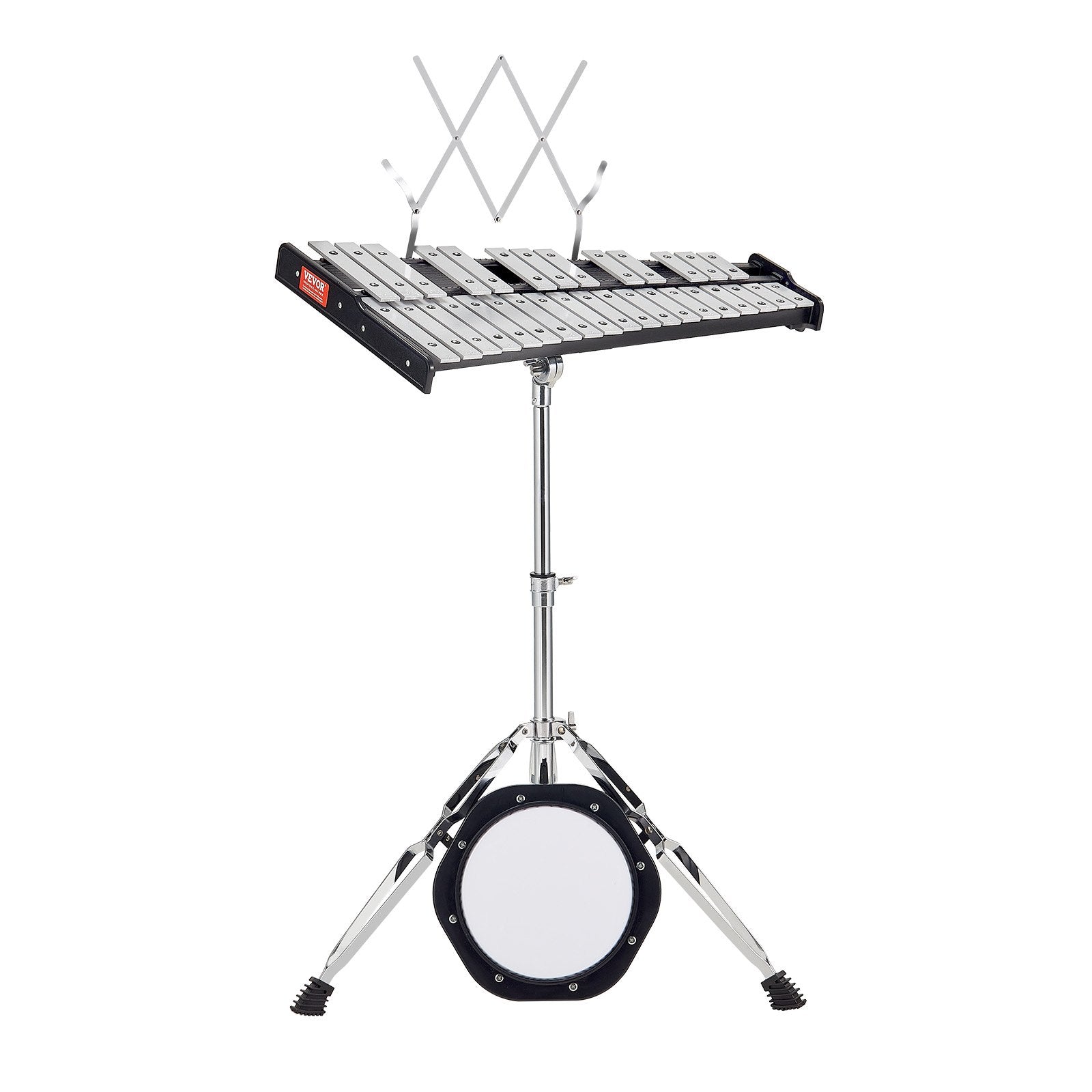 Drums: VEVOR 32 Note Glockenspiel Xylophone Bell Kit, Professional Percussion Instrument Set with Mallets, Drum Sticks, Music Stand,  8" Practice Pad, Adjustable Stand and Carrying Bag for Students & Adults