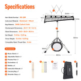 Drums: VEVOR 32 Note Glockenspiel Xylophone Bell Kit, Professional Percussion Instrument Set with Mallets, Drum Sticks, Music Stand,  8" Practice Pad, Adjustable Stand and Carrying Bag for Students & Adults