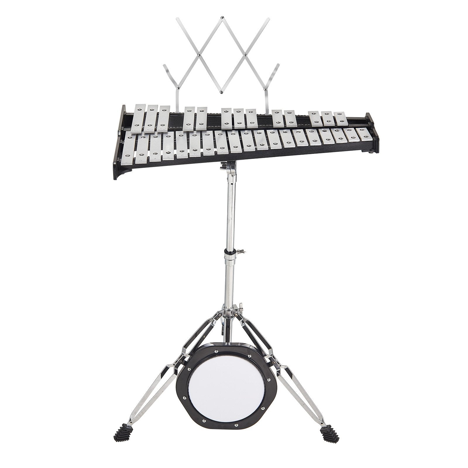 Drums: VEVOR 32 Note Glockenspiel Xylophone Bell Kit, Professional Percussion Instrument Set with Mallets, Drum Sticks, Music Stand,  8" Practice Pad, Adjustable Stand and Carrying Bag for Students & Adults