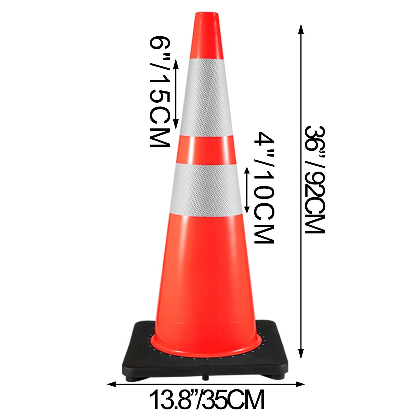 Automotive Decor: VEVOR 6Pack 36" Traffic Cones, Safety Road Parking Cone with Black Weighted Base, PVC Orange Traffic Safety Cones, Hazard Cones Reflective Collars for Construction Traffic Parking