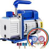 Food Storage: VEVOR 3CFM 84 L/M 1-Stage, Refrigerant Vacuum Pump Refrigeration Gauges A/C Air Conditioning 1440 RPM 1/4 HP, 3 pcs hoses 800 PSI Refrigeration Gauges