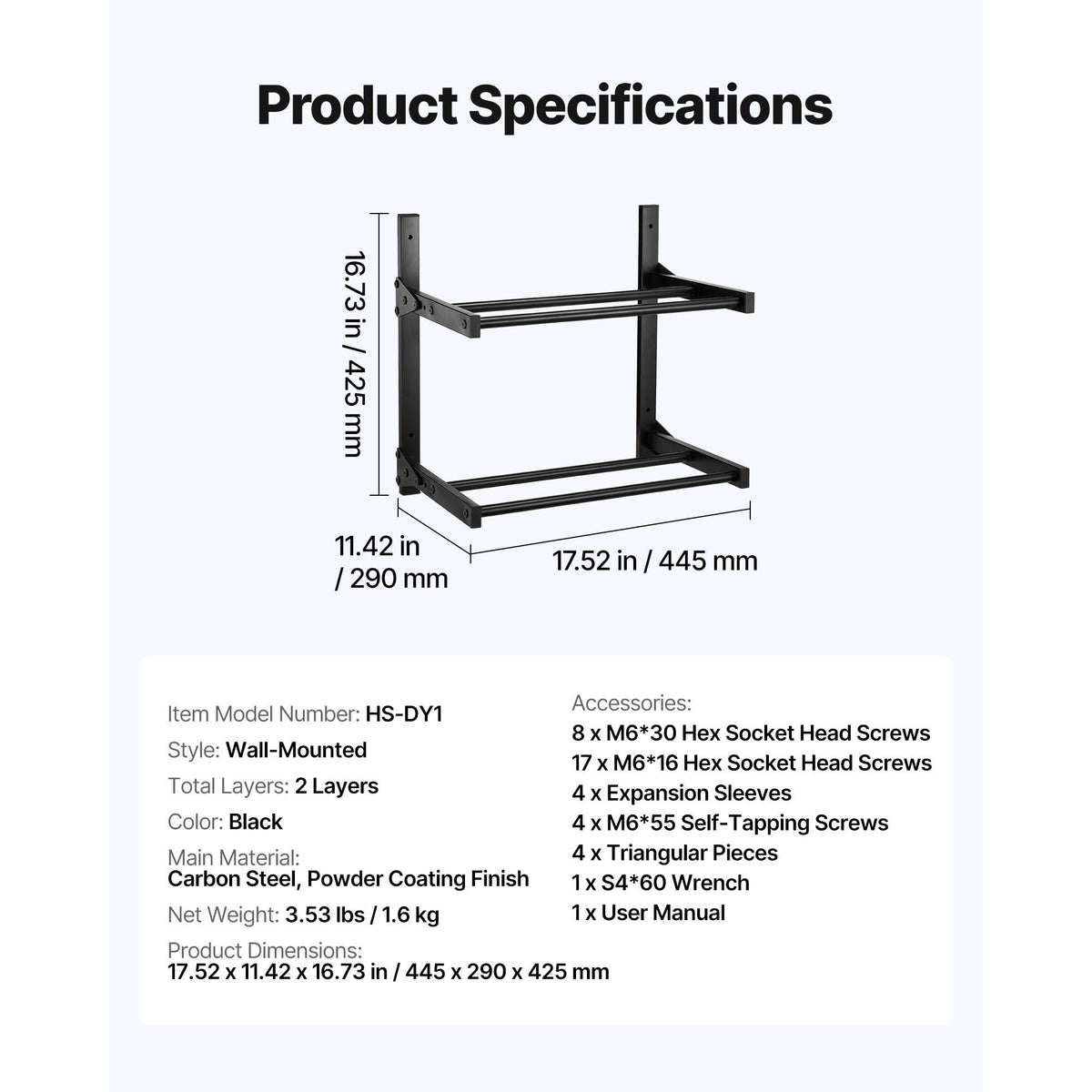 Wall Mount Printer Filament Storage Rack, 2-Tier Wall Bracket Storage Shelf, Rolling Filament Spool Holders Racks with Wheels, Filaments Organzied for 3D Printing Studio, Workshop (Shelf Only)
