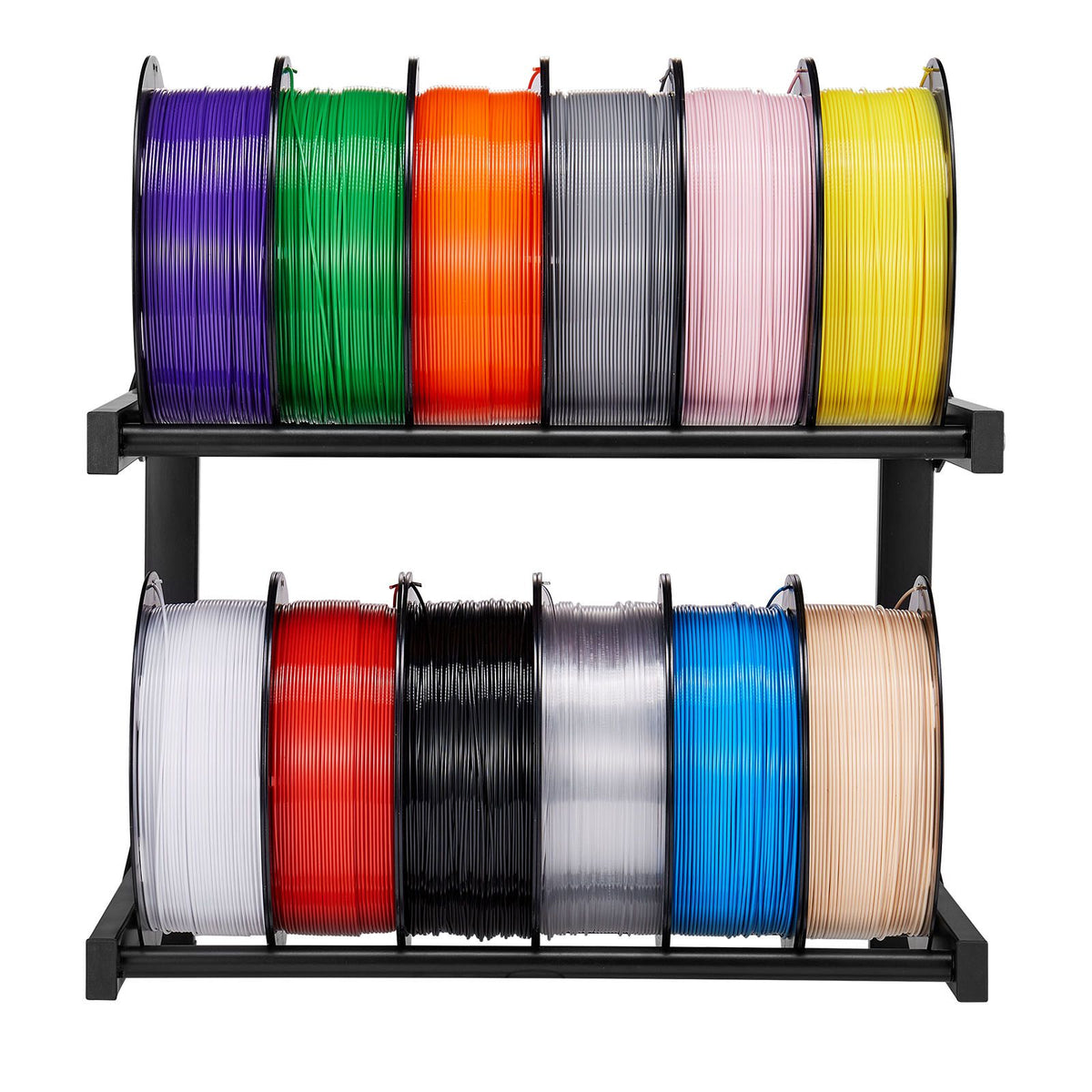 Wall Mount Printer Filament Storage Rack, 2-Tier Wall Bracket Storage Shelf, Rolling Filament Spool Holders Racks with Wheels, Filaments Organzied for 3D Printing Studio, Workshop (Shelf Only)
