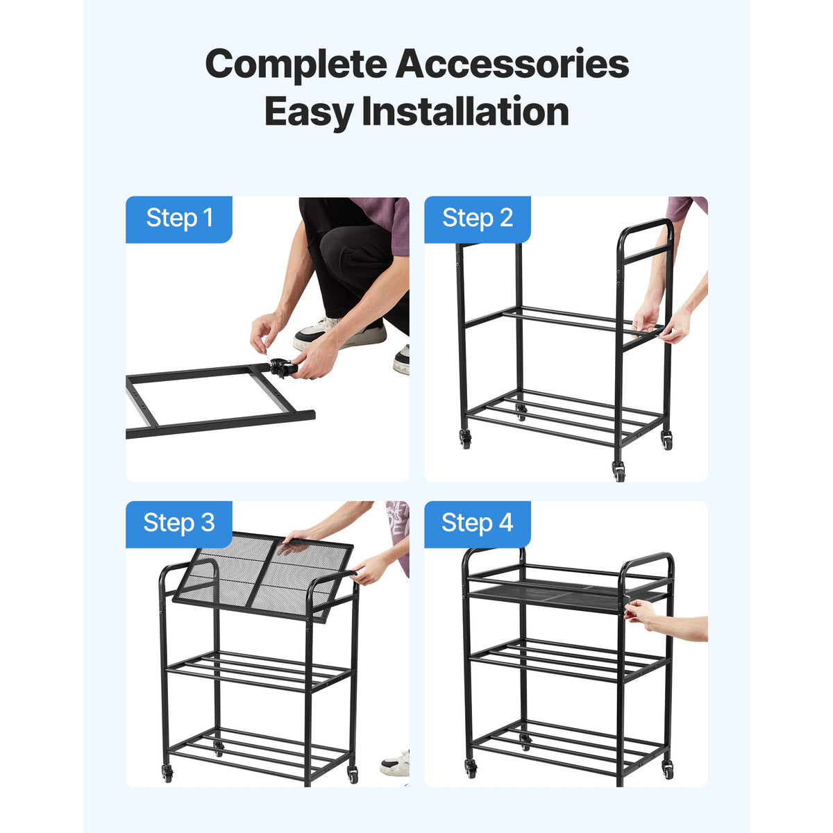 3D Printer Filament Storage Rack, 3 Tier Heavy Duty Storage Shelf, Rolling Filament Spool Holders Racks with Wheels, Filaments Organzied for 3D Printing Station, Office, Workshop (Shelf Only)