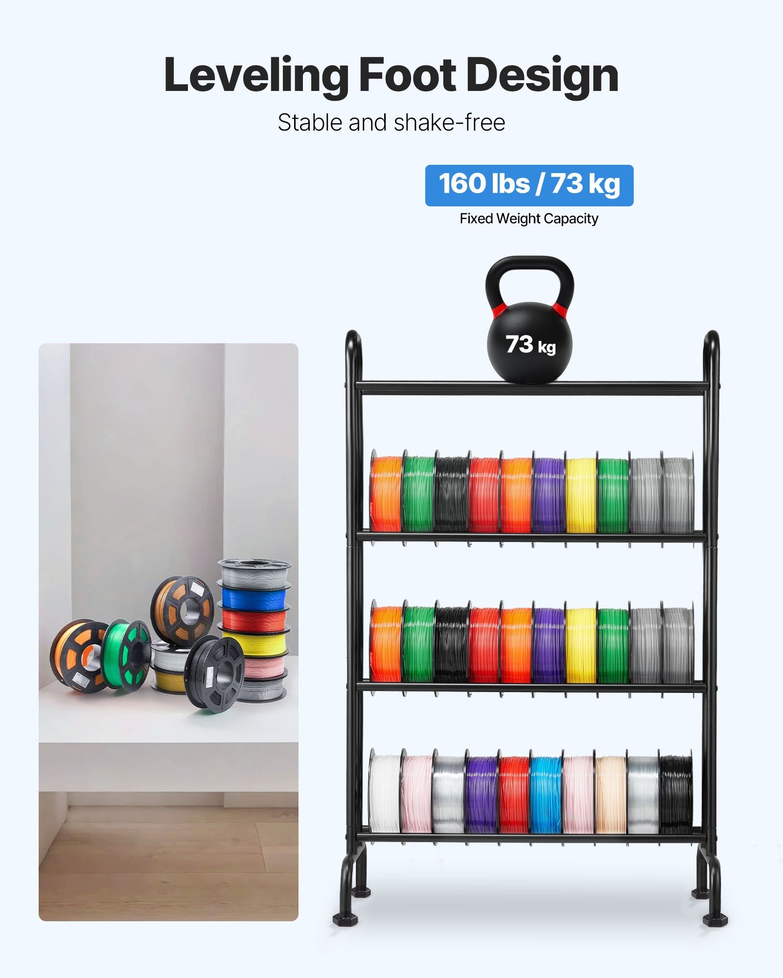Water Filtration Accessories: VEVOR 3D Printer Filament Storage Rack, 4 Tier Heavy Duty Storage Shelf, Rolling Filament Spool Holders Racks with Wheels, Filaments Organzied for 3D Printing Station, Office, Workshop (Shelf Only)