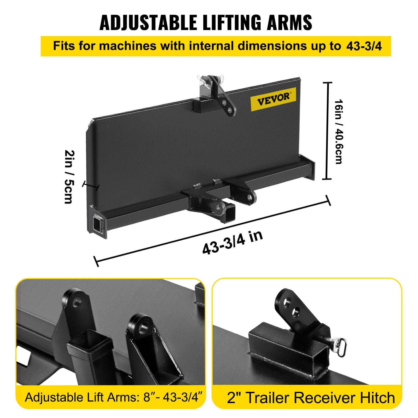 Automotive Parts: VEVOR 3 Point Attachment Adapter Skid Steer Trailer Hitch Front Loader Case