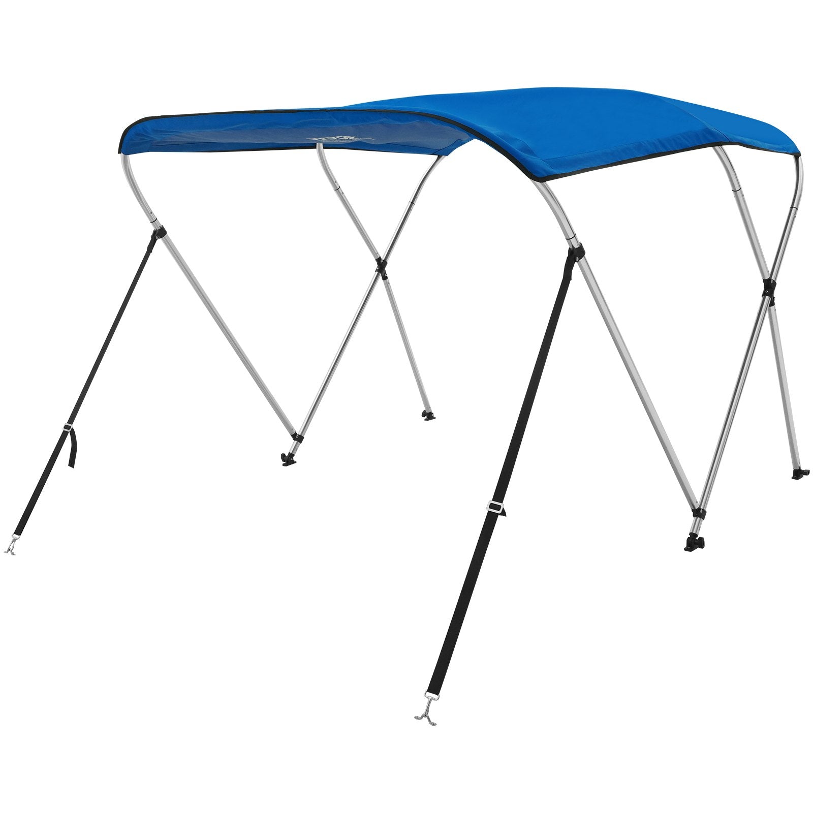 Canopies & Gazebos: VEVOR 3 Bow Bimini Top Boat Cover, 900D Polyester Canopy with 1" Aluminum Alloy Frame, Waterproof and Sun Shade, Includes Storage Boot, 2 Support Poles, 4 Straps, 6'L x 46"H x 54"-60"W, Pacific Blue