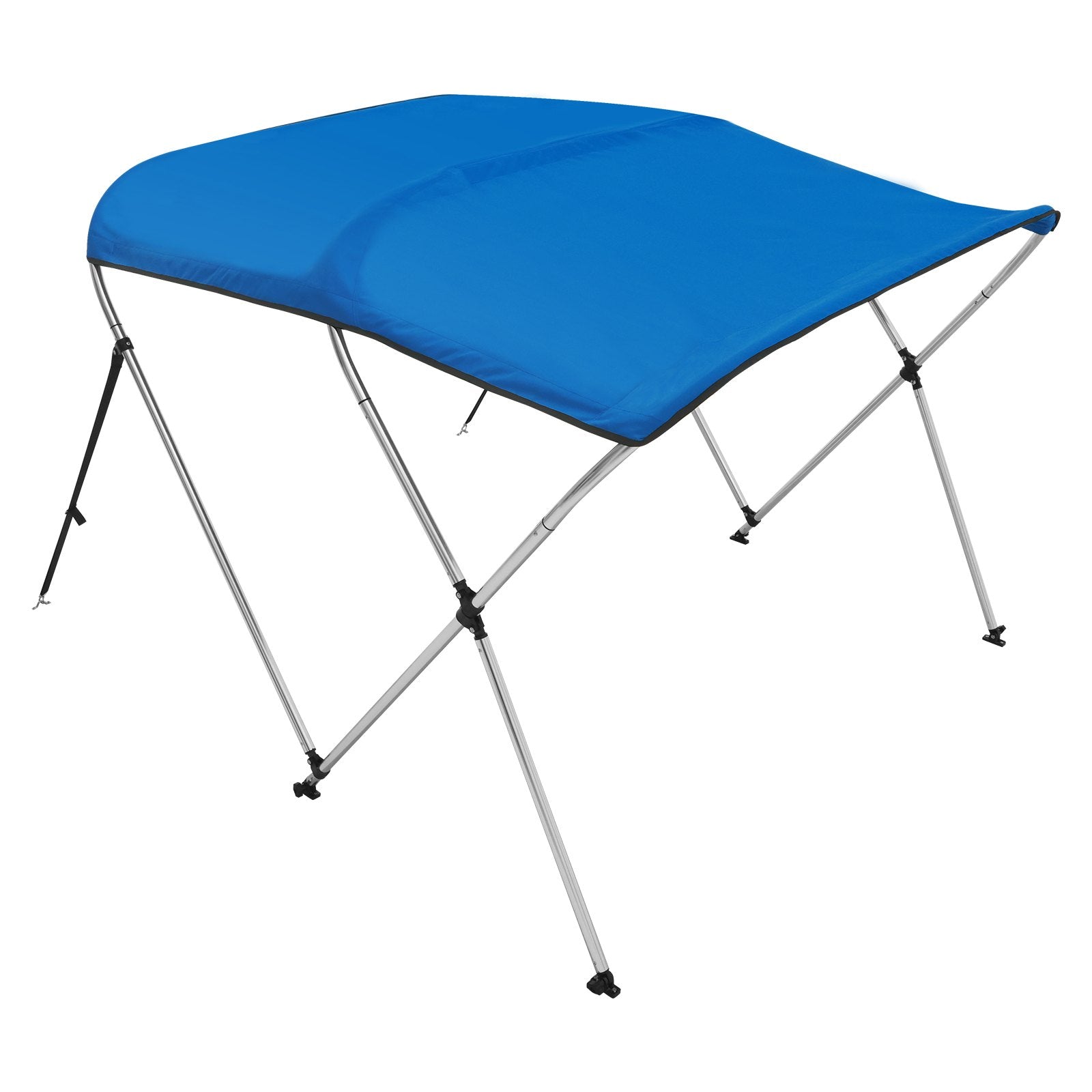 Canopies & Gazebos: VEVOR 3 Bow Bimini Top Boat Cover, 900D Polyester Canopy with 1" Aluminum Alloy Frame, Waterproof and Sun Shade, Includes Storage Boot, 2 Support Poles, 4 Straps, 6'L x 46"H x 61"-66"W, Pacific Blue