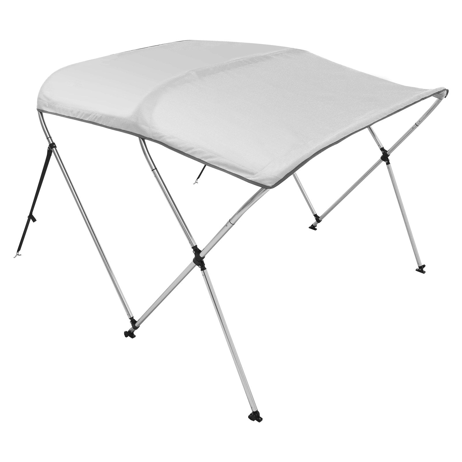 Canopies & Gazebos: VEVOR 3 Bow Bimini Top Boat Cover, 900D Polyester Canopy with 1" Aluminum Alloy Frame, Waterproof and Sun Shade, Includes Storage Boot, 2 Support Poles, 4 Straps, 6'L x 46"H x 67"-72"W, Light Grey