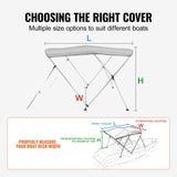 Canopies & Gazebos: VEVOR 3 Bow Bimini Top Boat Cover, 900D Polyester Canopy with 1" Aluminum Alloy Frame, Waterproof and Sun Shade, Includes Storage Boot, 2 Support Poles, 4 Straps, 6'L x 46"H x 67"-72"W, Light Grey