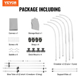 Canopies & Gazebos: VEVOR 3 Bow Bimini Top Boat Cover, 900D Polyester Canopy with 1" Aluminum Alloy Frame, Waterproof and Sun Shade, Includes Storage Boot, 2 Support Poles, 4 Straps, 6'L x 46"H x 67"-72"W, Light Grey