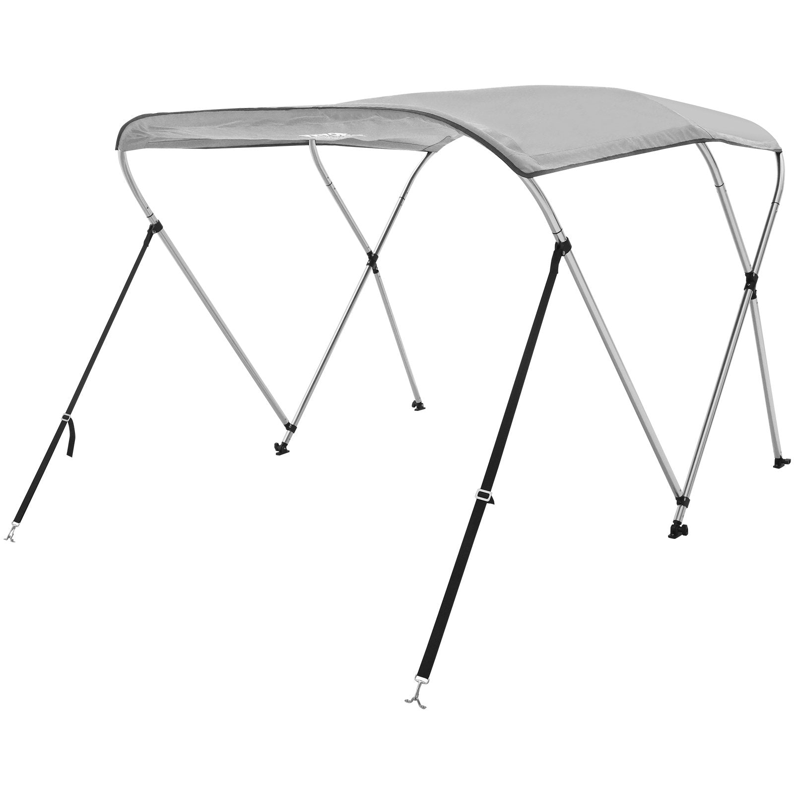 Canopies & Gazebos: VEVOR 3 Bow Bimini Top Boat Cover, 900D Polyester Canopy with 1" Aluminum Alloy Frame, Waterproof and Sun Shade, Includes Storage Boot, 2 Support Poles, 4 Straps, 6'L x 46"H x 67"-72"W, Light Grey