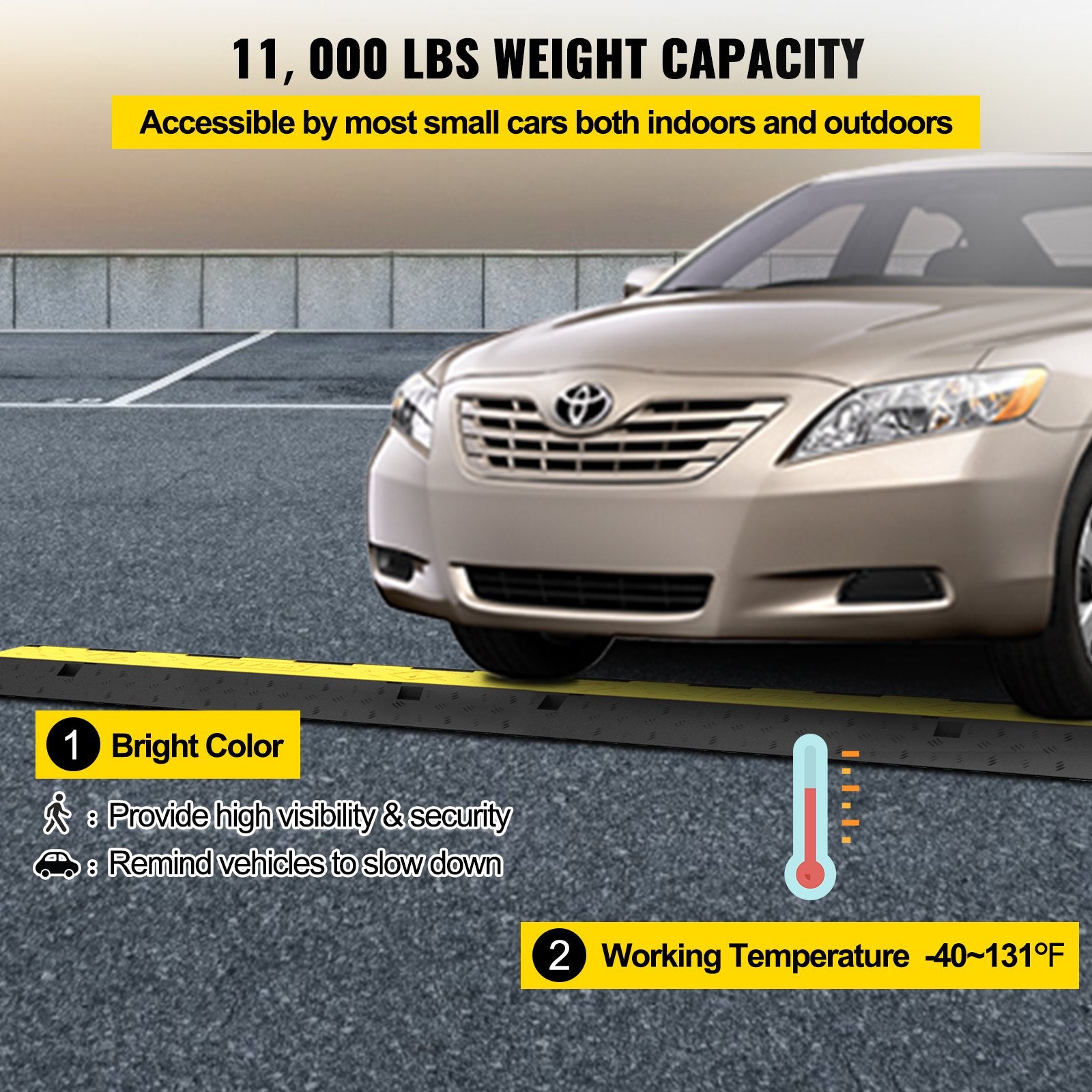Automotive Repair & Speciality Tools: VEVOR 3 Pcs 2-Cable Rubber Electrical Wire Cover Cord Protector Ramp 11000 lbs