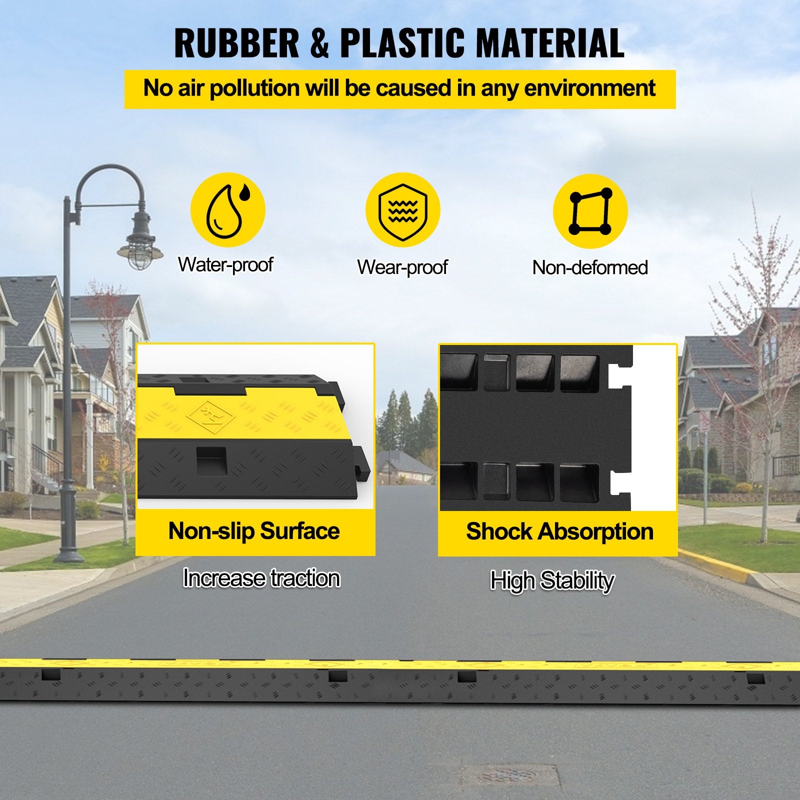Automotive Repair & Speciality Tools: VEVOR 3 Pcs 2-Cable Rubber Electrical Wire Cover Cord Protector Ramp 11000 lbs