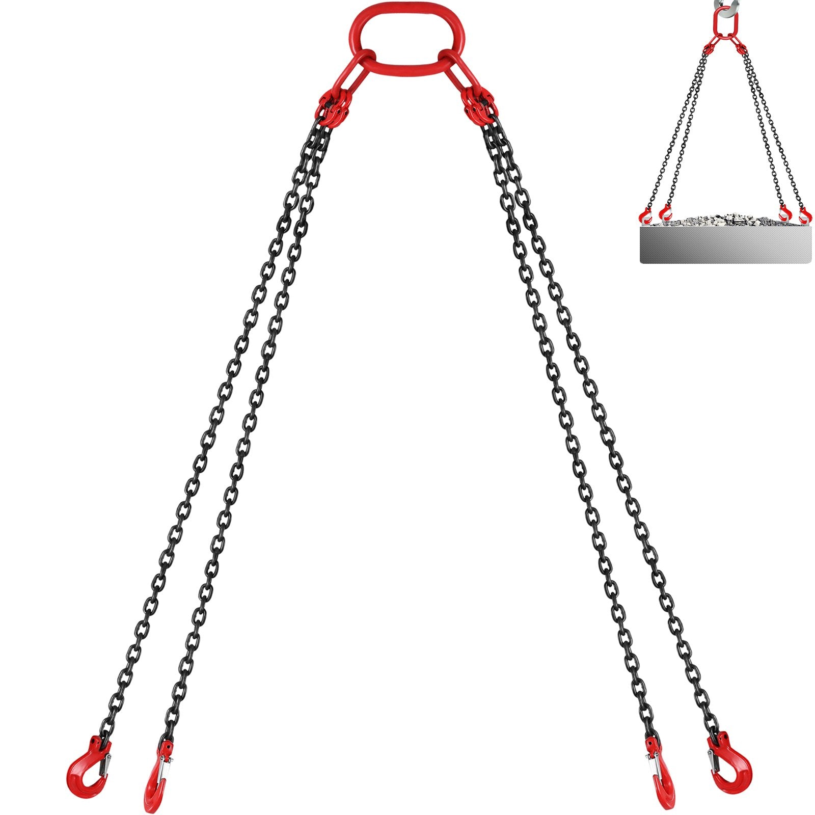 Chain Sling 5/16" X 10' Engine Lift Chain G80 Alloy Steel Engine Chain Hoist Lifts 3 Ton with 4 Leg Grab Hooks and Adjuster