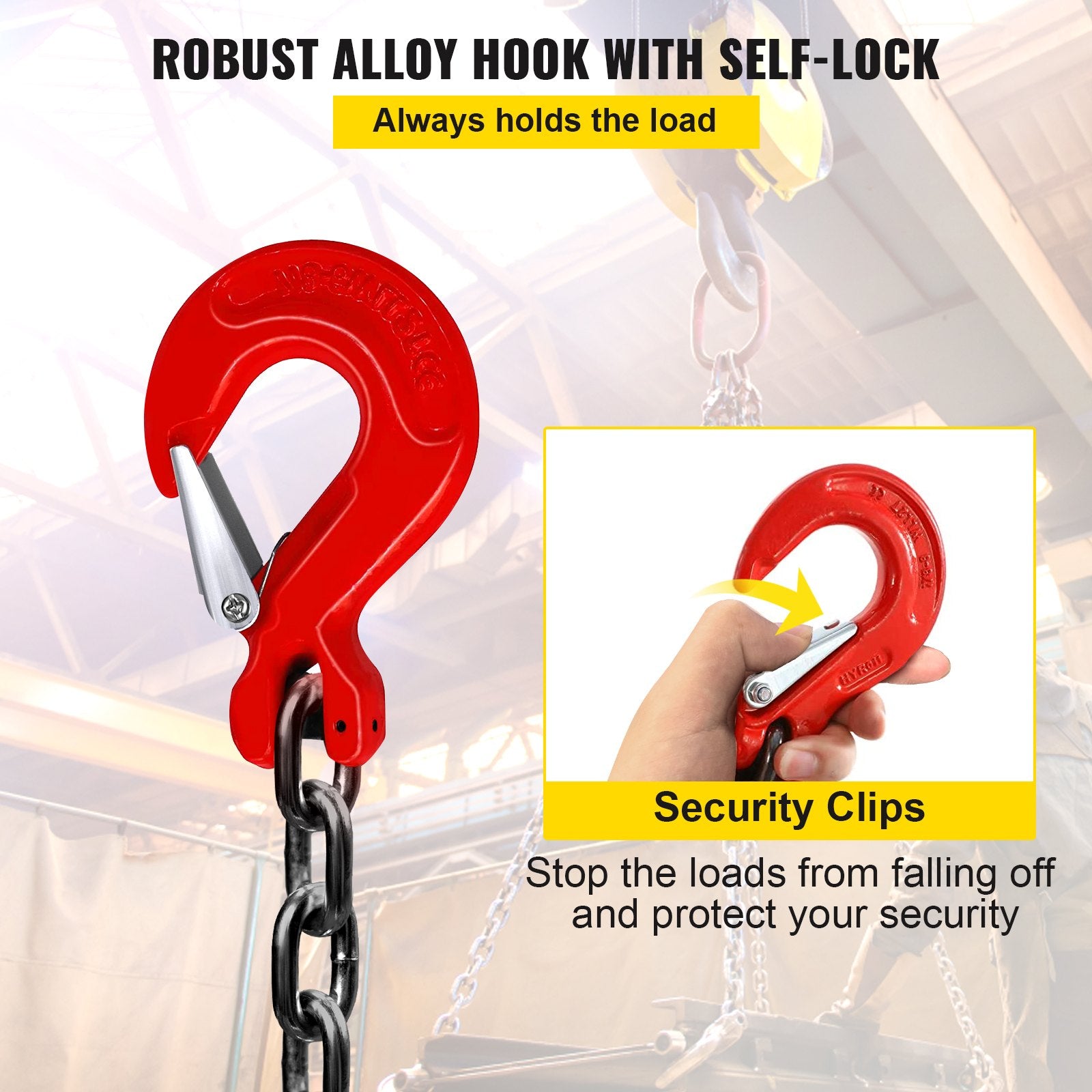 Chain Sling 5/16" X 10' Engine Lift Chain G80 Alloy Steel Engine Chain Hoist Lifts 3 Ton with 4 Leg Grab Hooks and Adjuster