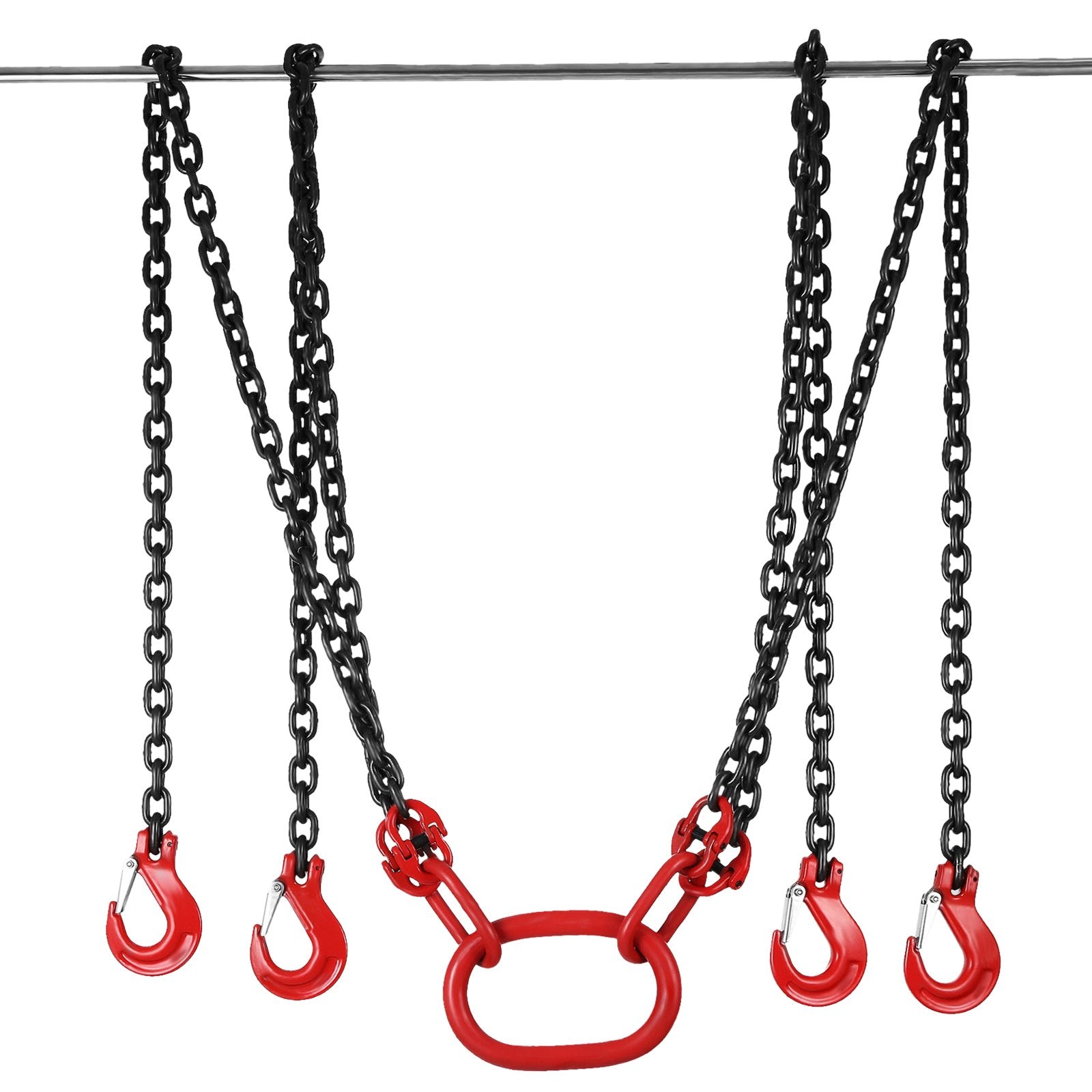 Chain Sling 5/16" X 10' Engine Lift Chain G80 Alloy Steel Engine Chain Hoist Lifts 3 Ton with 4 Leg Grab Hooks and Adjuster