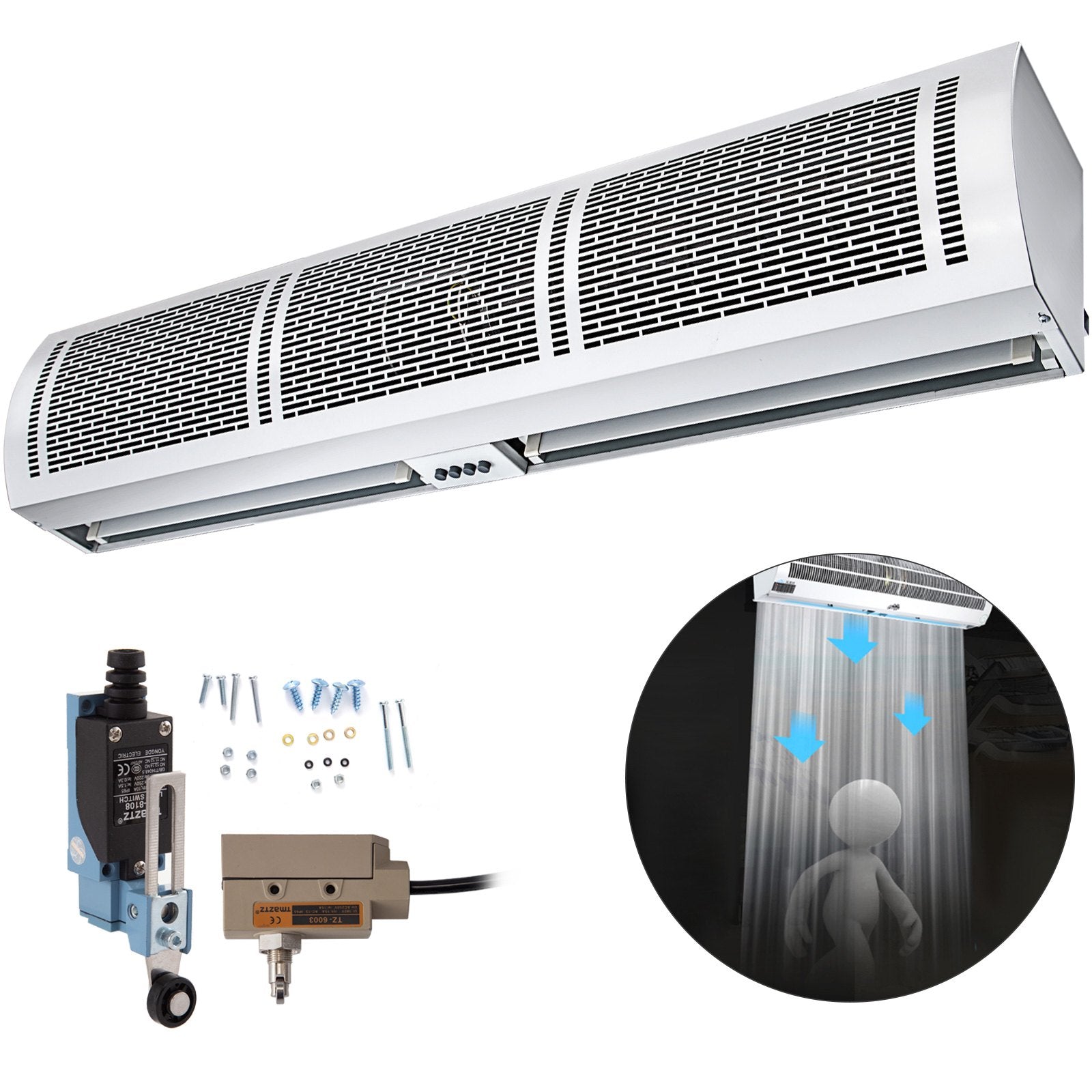Air Curtain, 1.2m Electric Wind Curtain with Limit Switch, Max. 2204 CFM Air Flow, 3 Speeds Control Commercial Indoor Air Curtain, Ideal for Shops, Buildings