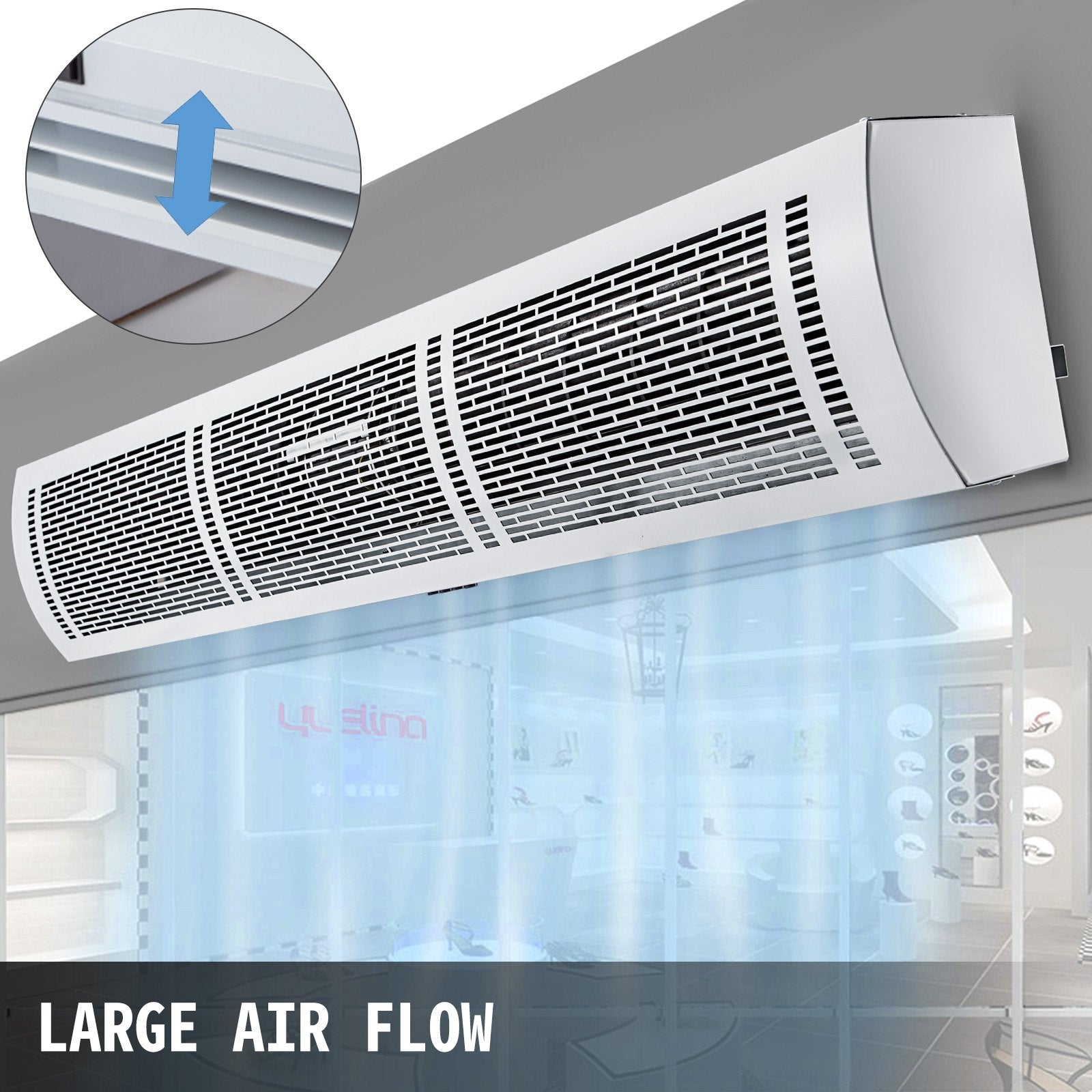 Air Curtain, 1.2m Electric Wind Curtain with Limit Switch, Max. 2204 CFM Air Flow, 3 Speeds Control Commercial Indoor Air Curtain, Ideal for Shops, Buildings