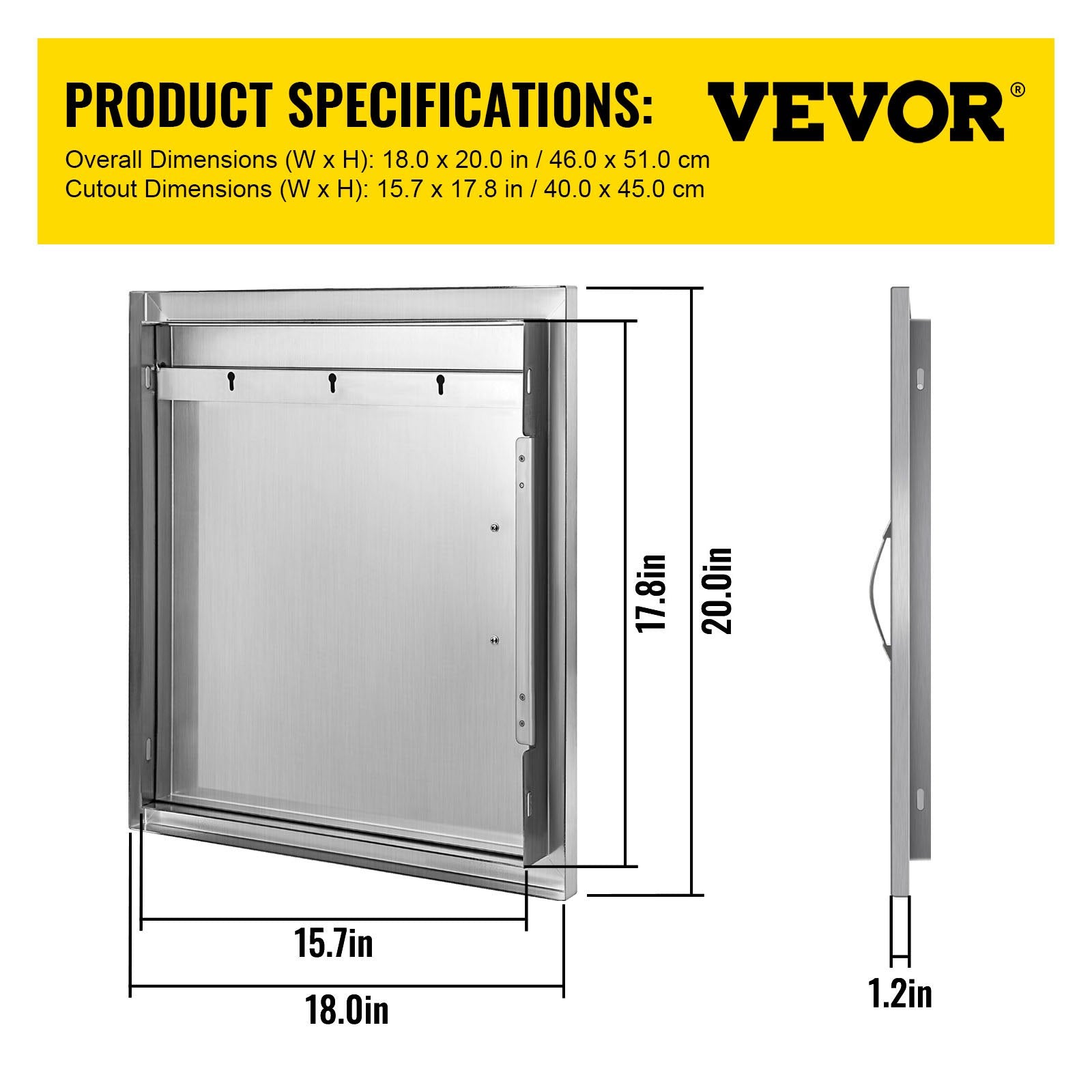 BBQ Tools: 46X51CM Outdoor Kitchen BBQ Door Commercial Stainless Steel Single Access Door
