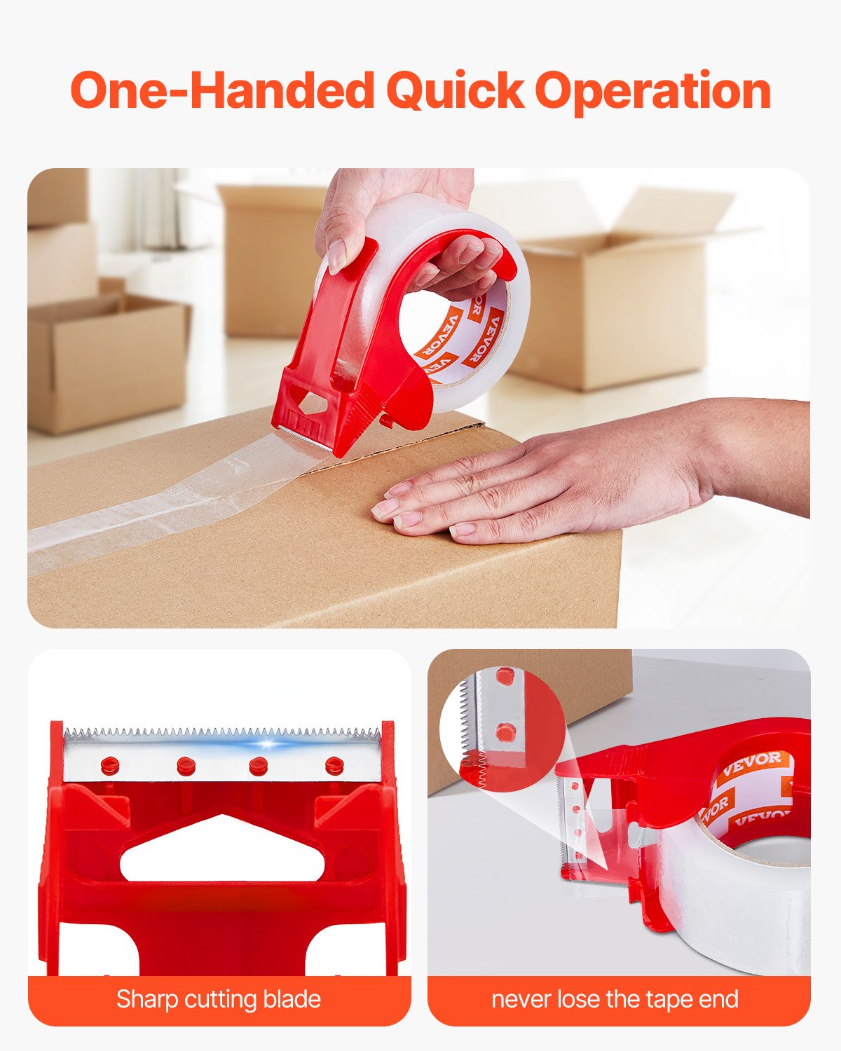 Tape & Dispensers: VEVOR Packing Tape 12 Rolls 65 Yards Clear Shipping Tape with Dispenser 2.7 Mil