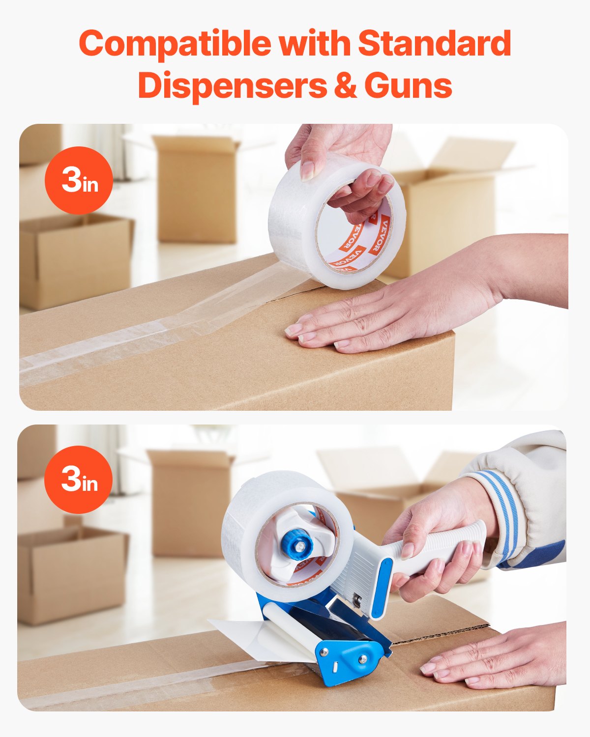 Tape & Dispensers: VEVOR Packing Tape 18 Rolls 65 Yards Heavy Duty Clear Packing Tapes 2.7 Mil