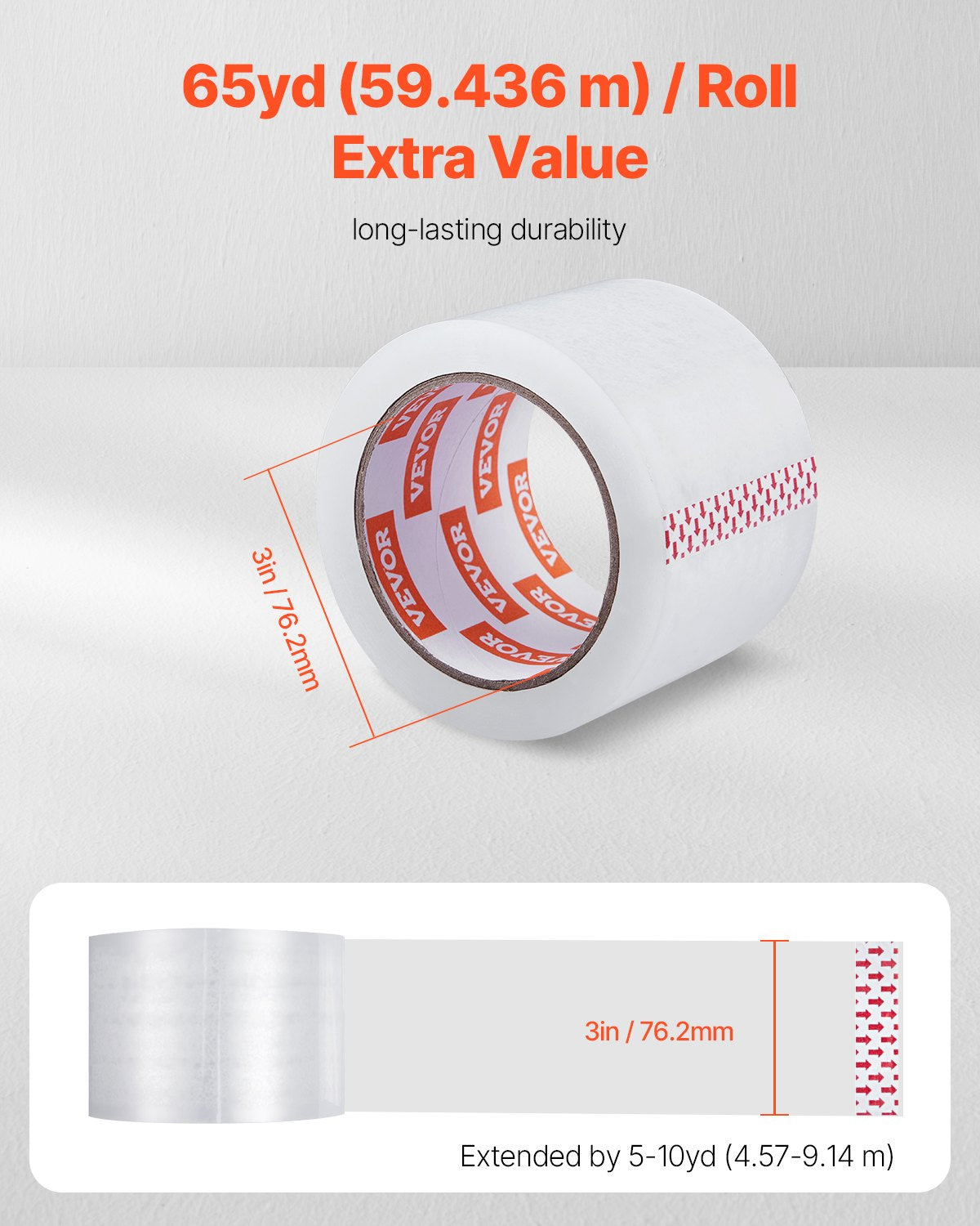Tape & Dispensers: VEVOR Clear Packing Tape 6 Rolls 65 Yards Heavy Duty Clear Packing Tapes 2.7 Mil