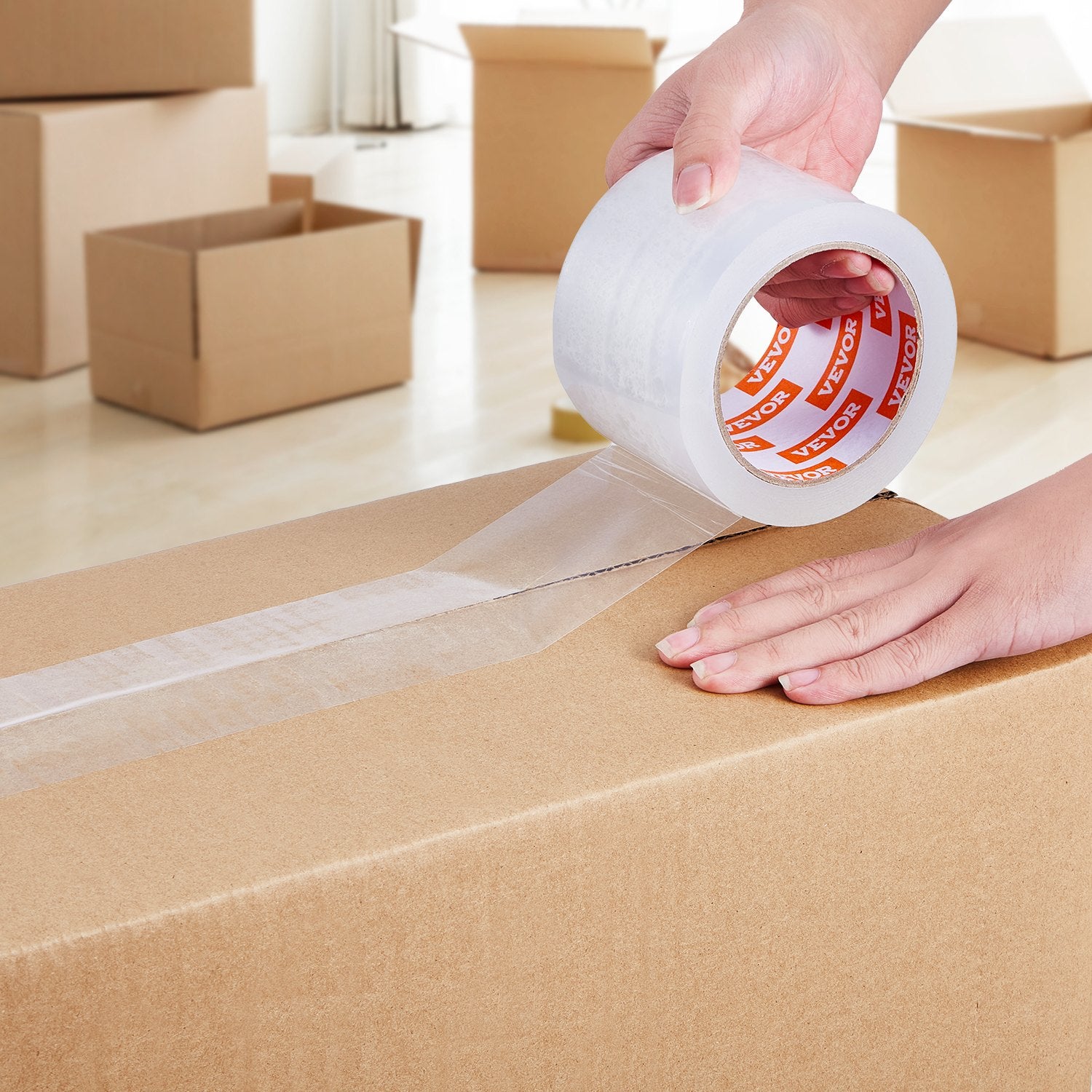 Tape & Dispensers: VEVOR Clear Packing Tape 6 Rolls 65 Yards Heavy Duty Clear Packing Tapes 2.7 Mil