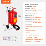 Gardening Tools: VEVOR 10Gal/40L Sandblaster Equipped w/Nozzle Shut-Off Valve Pressure Gauge Ceramic Nozzle Rubber Wheels Grit Power Sand Blasters Portable Sandblasting Equipment