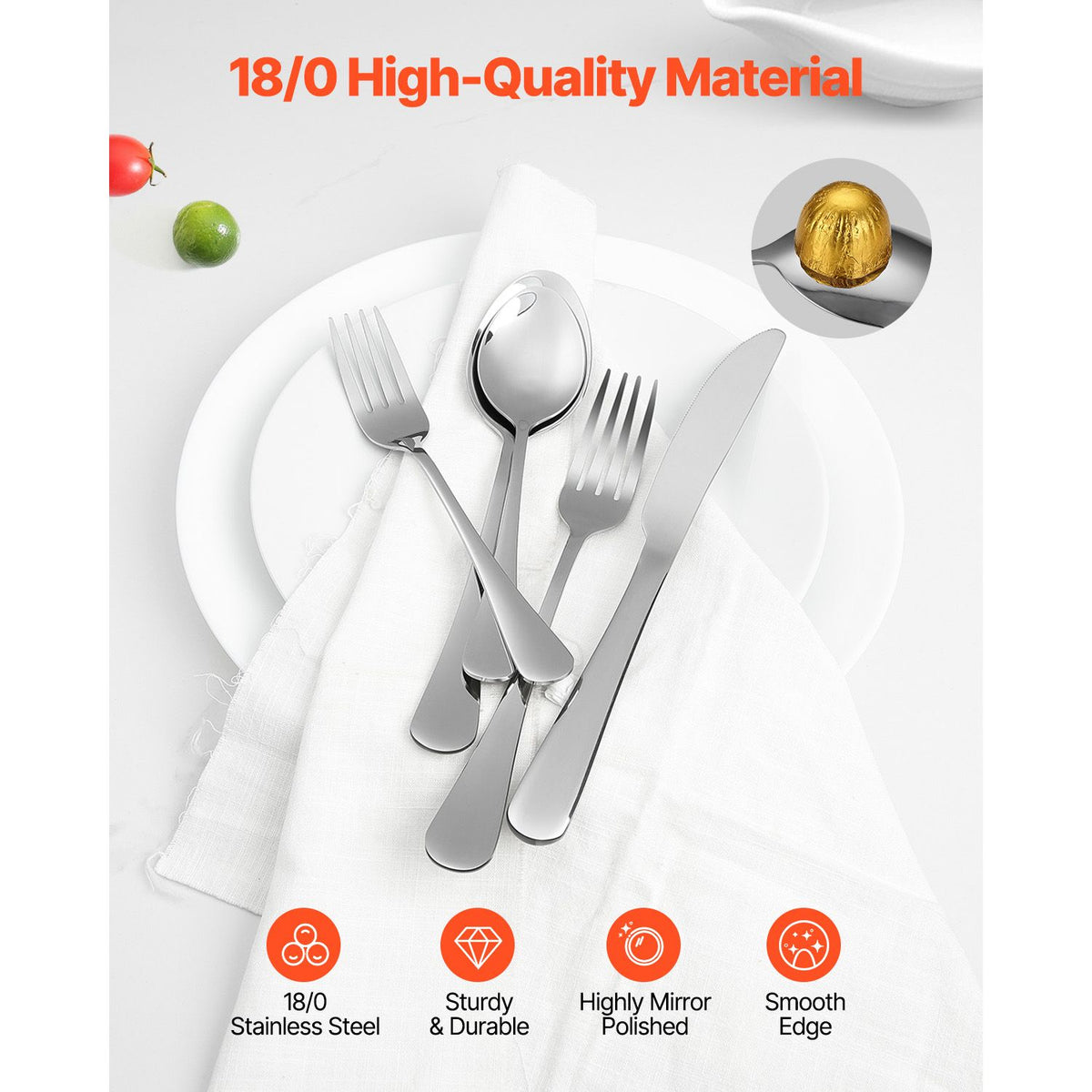 30-Piece Silverware Set, Food-Grade Stainless Steel Flatware Utensils, Mirror Finished Cutlery Set, Dishwasher Safe Eating Tableware for Kitchen Home, Service for 6, Include Knife Fork Spoon