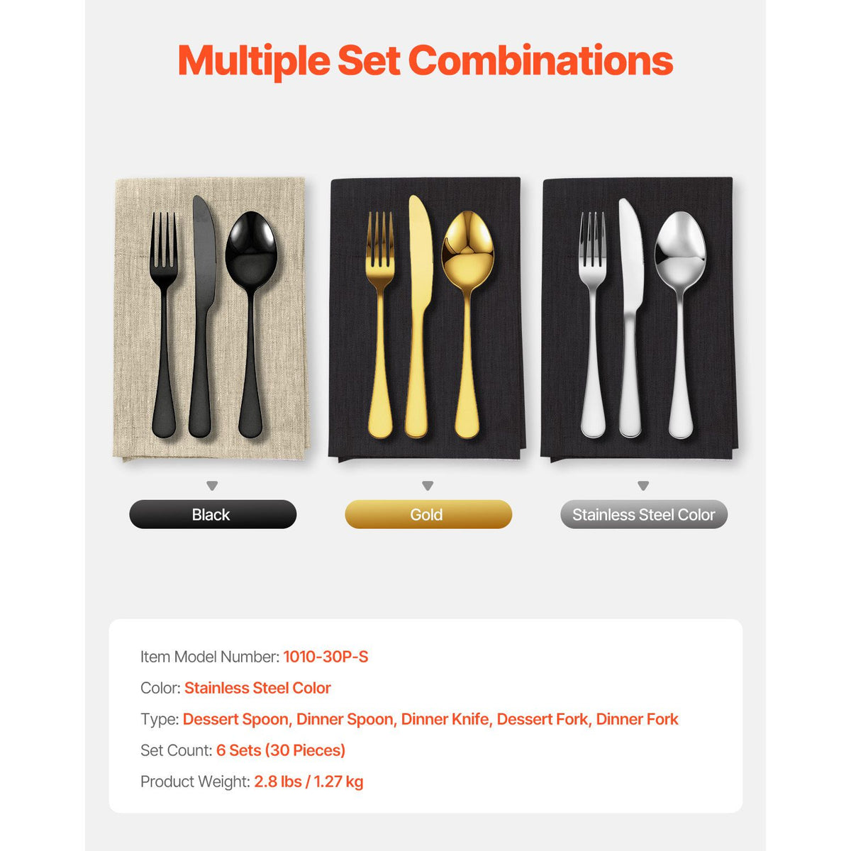 30-Piece Silverware Set, Food-Grade Stainless Steel Flatware Utensils, Mirror Finished Cutlery Set, Dishwasher Safe Eating Tableware for Kitchen Home, Service for 6, Include Knife Fork Spoon