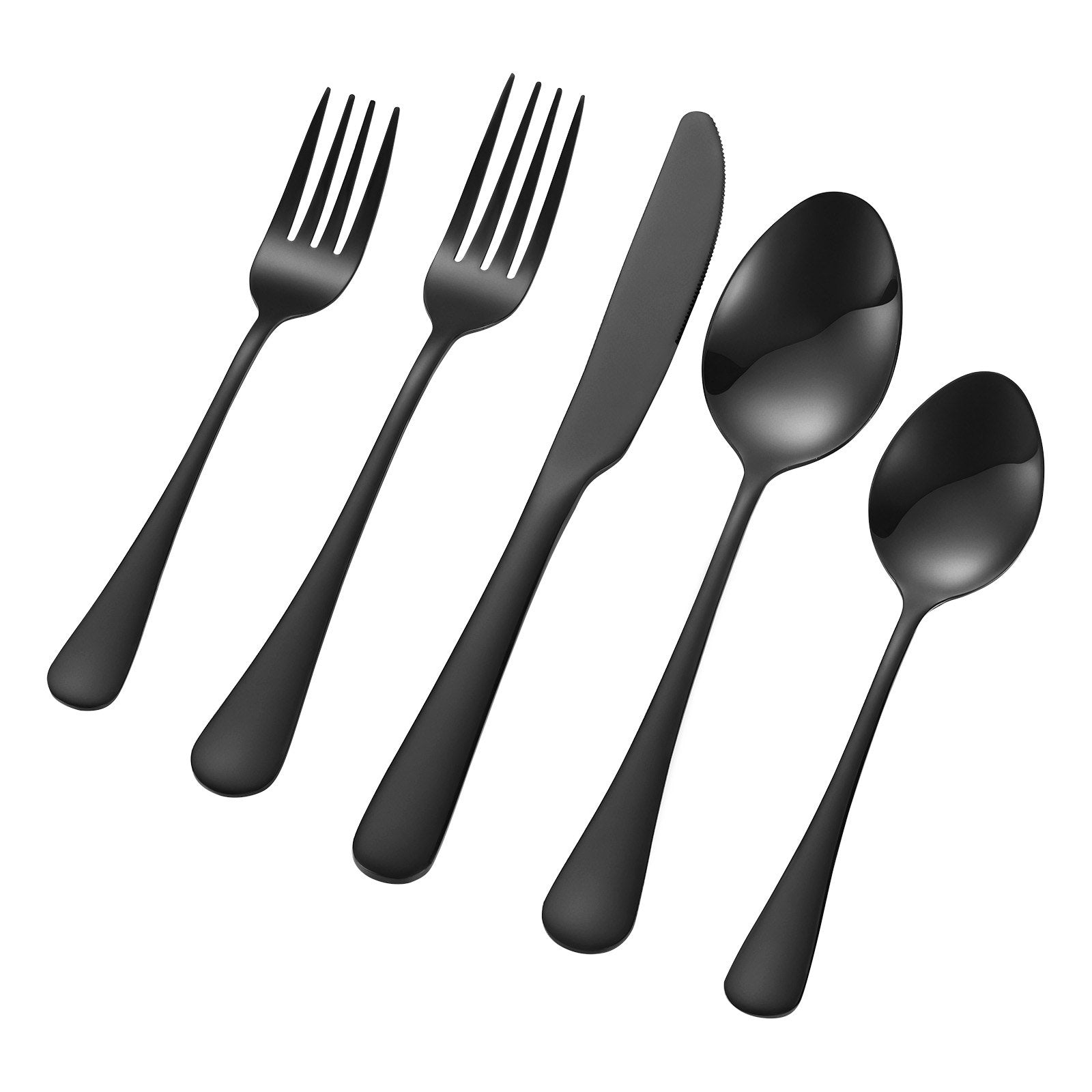Cutlery: VEVOR 30-Piece Black Silverware Set, Food-Grade Stainless Steel Flatware Utensils for 6, Mirror Finished Cutlery Set, Dishwasher Safe Eating Tableware for Kitchen Home, Include Knife Fork Spoon