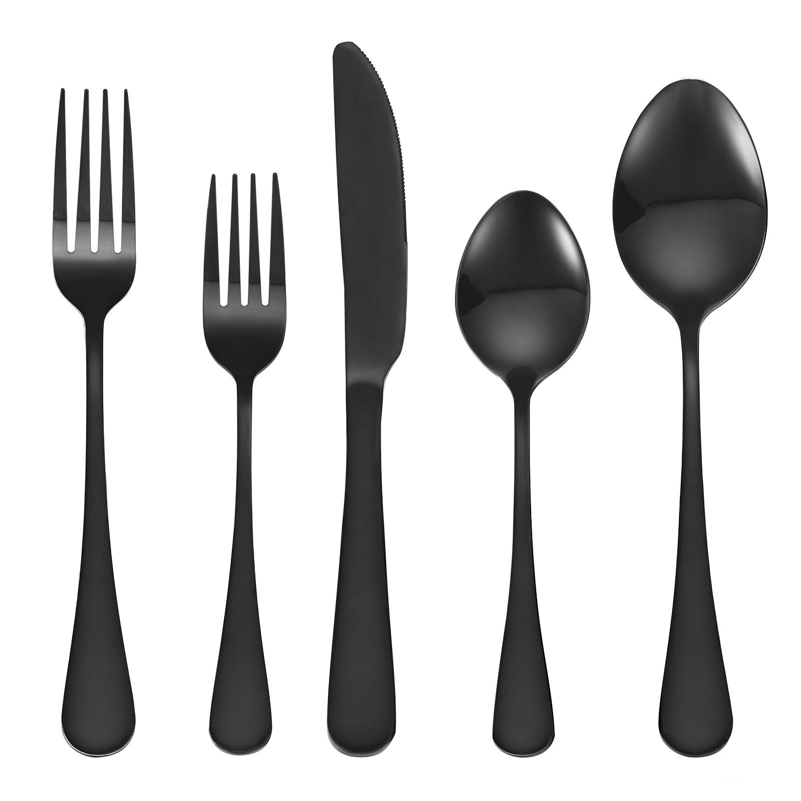 Cutlery: VEVOR 30-Piece Black Silverware Set, Food-Grade Stainless Steel Flatware Utensils for 6, Mirror Finished Cutlery Set, Dishwasher Safe Eating Tableware for Kitchen Home, Include Knife Fork Spoon