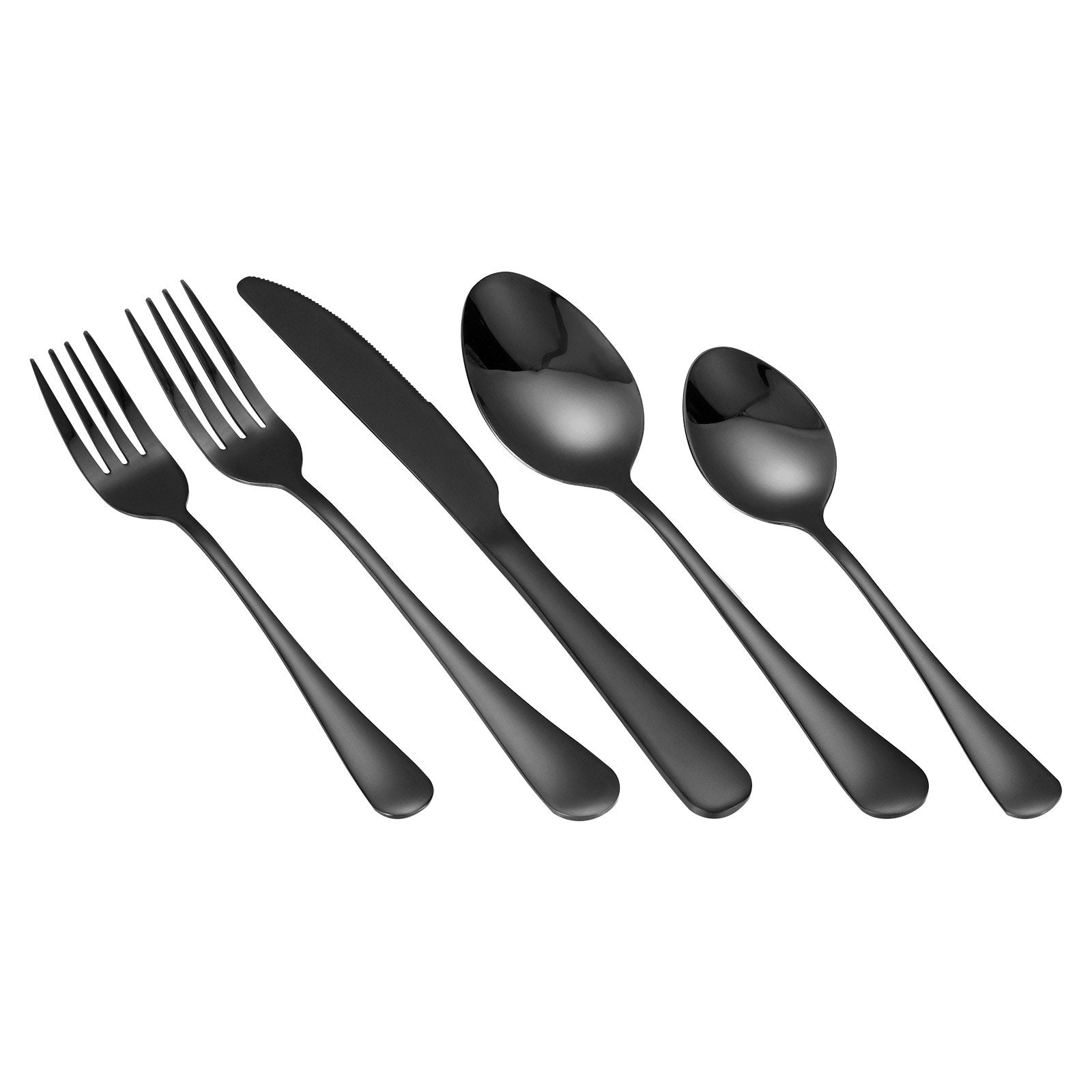 Cutlery: VEVOR 30-Piece Black Silverware Set, Food-Grade Stainless Steel Flatware Utensils for 6, Mirror Finished Cutlery Set, Dishwasher Safe Eating Tableware for Kitchen Home, Include Knife Fork Spoon