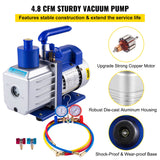 Automotive Repair & Speciality Tools: VEVOR Vacuum Pump 4.8CFM 1/3HP Air Vacuum Pump HVAC A/C Air Refrigerant Rotary Vane Vacuum Pump Single Stage 4 Valve AC Manifold Gauge Set (4.8CFM1/3HP)
