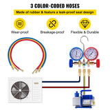 Automotive Repair & Speciality Tools: VEVOR Vacuum Pump 4.8CFM 1/3HP Air Vacuum Pump HVAC A/C Air Refrigerant Rotary Vane Vacuum Pump Single Stage 4 Valve AC Manifold Gauge Set (4.8CFM1/3HP)