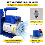 Automotive Repair & Speciality Tools: VEVOR Vacuum Pump 4.8CFM 1/3HP Air Vacuum Pump HVAC A/C Air Refrigerant Rotary Vane Vacuum Pump Single Stage 4 Valve AC Manifold Gauge Set (4.8CFM1/3HP)